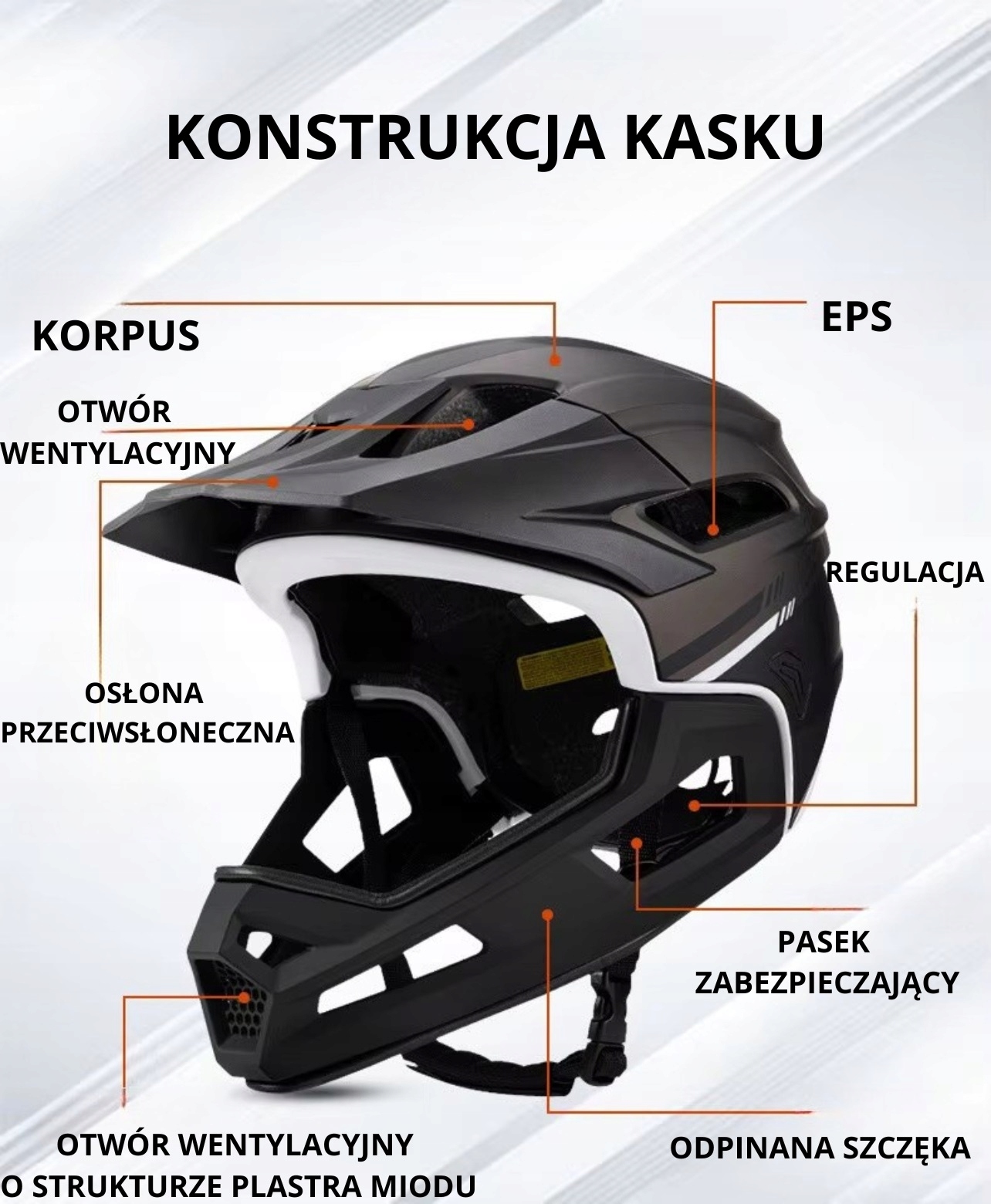 Visą veidą dengiantis MTB dviračio šalmas su nuimama viso veido burna 58-62 cm