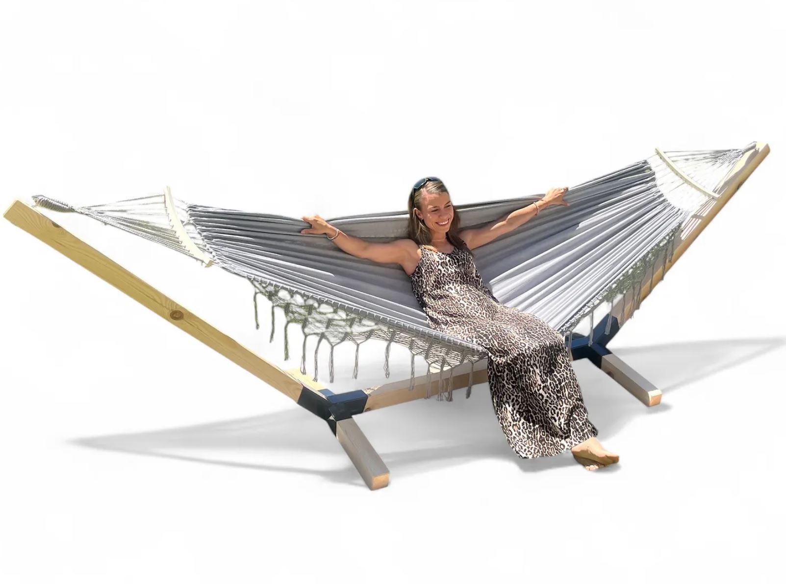 SET FRAME + HAMMOCK 2 OS BOHO GREY nešiojamas komplektas COMFORT ZONE 200 KG