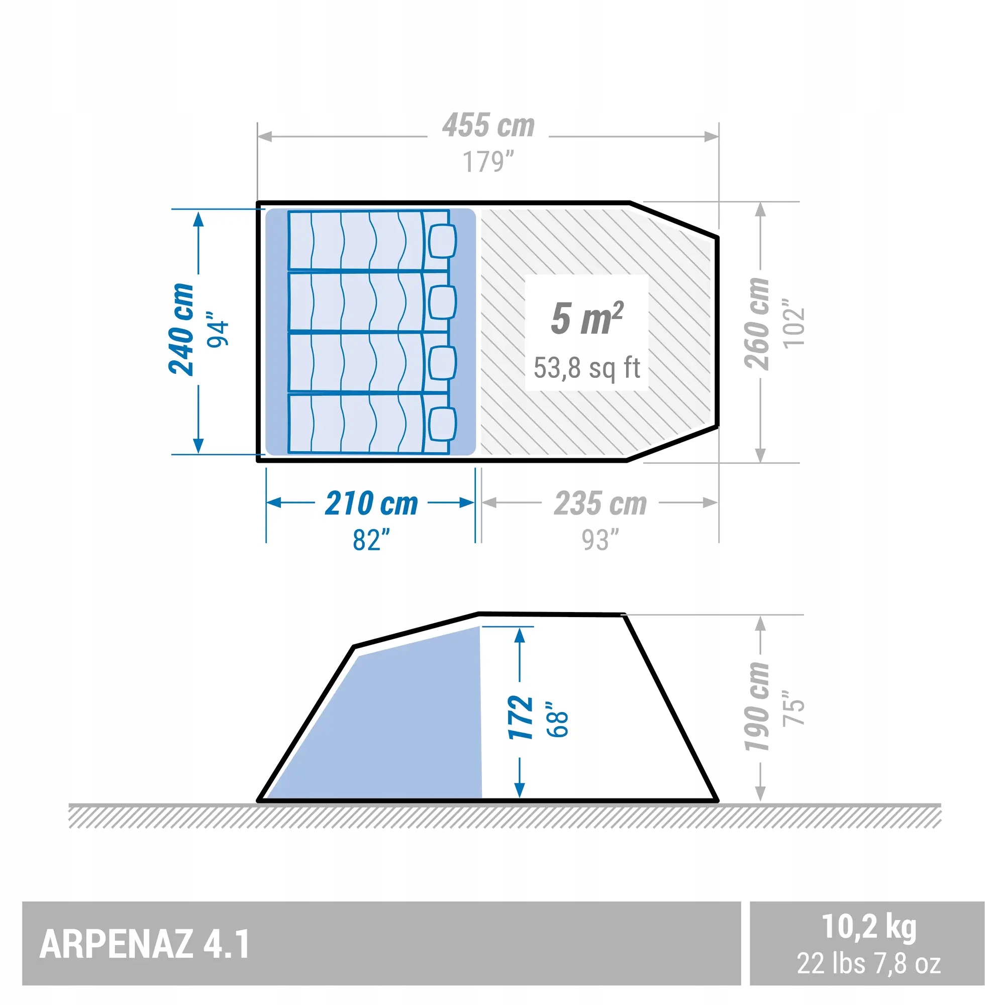 Quechua Arpenaz 4.1 kemavimo palapinė 4 asmenims