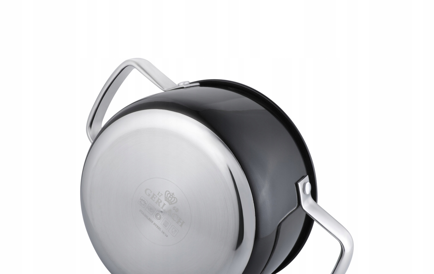 Gerlach Prime puodas 24 cm 5l su dangteliu Matte Black Indukcinės dujos