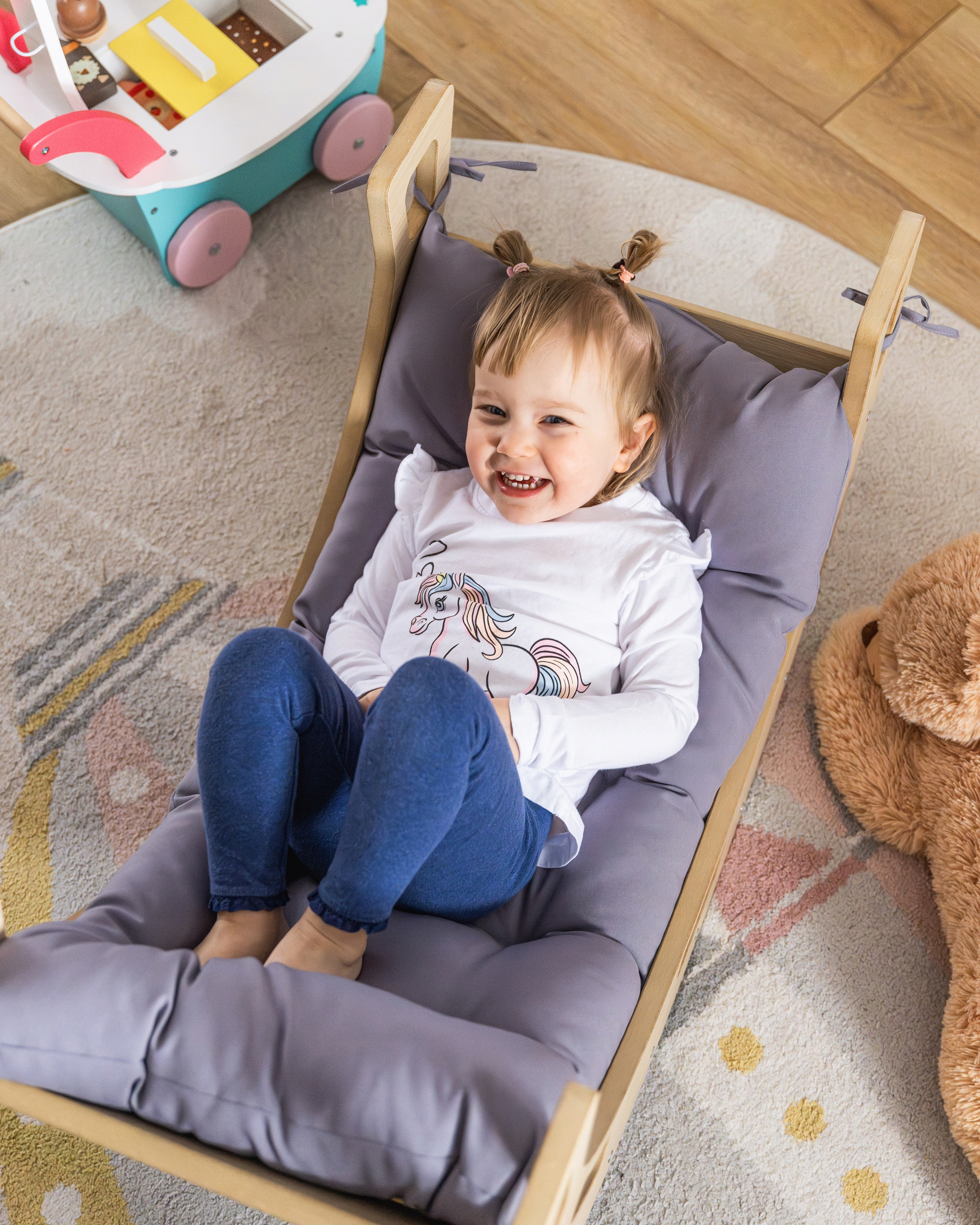 Obubu Montessori bergužis ąžuolinis su toboganu