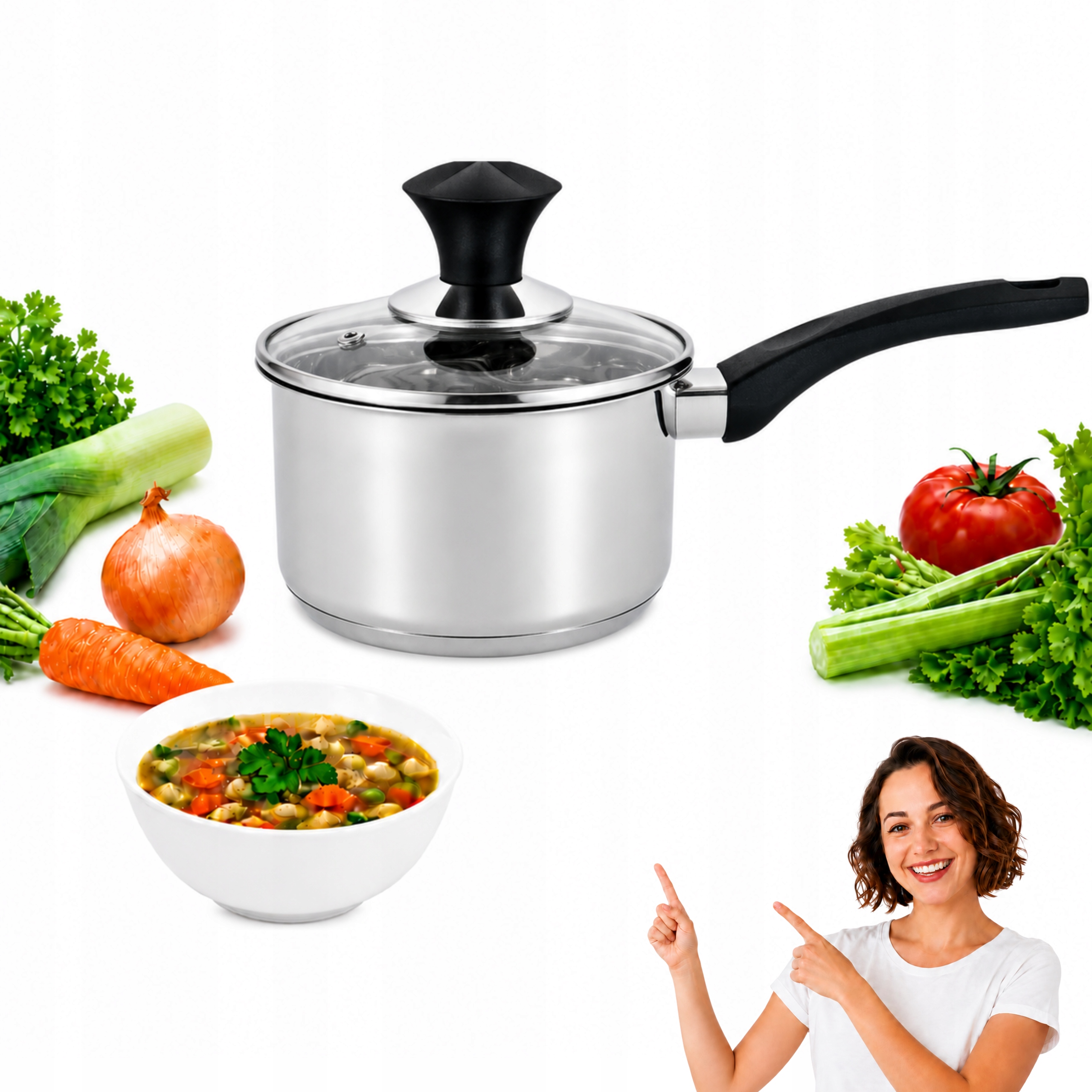 AMEFA SAHARA SAFETY nerūdijančio plieno MAŽAS PUODAS SU RANKENE, INDUKCINIS, 14 cm, 1,2 l