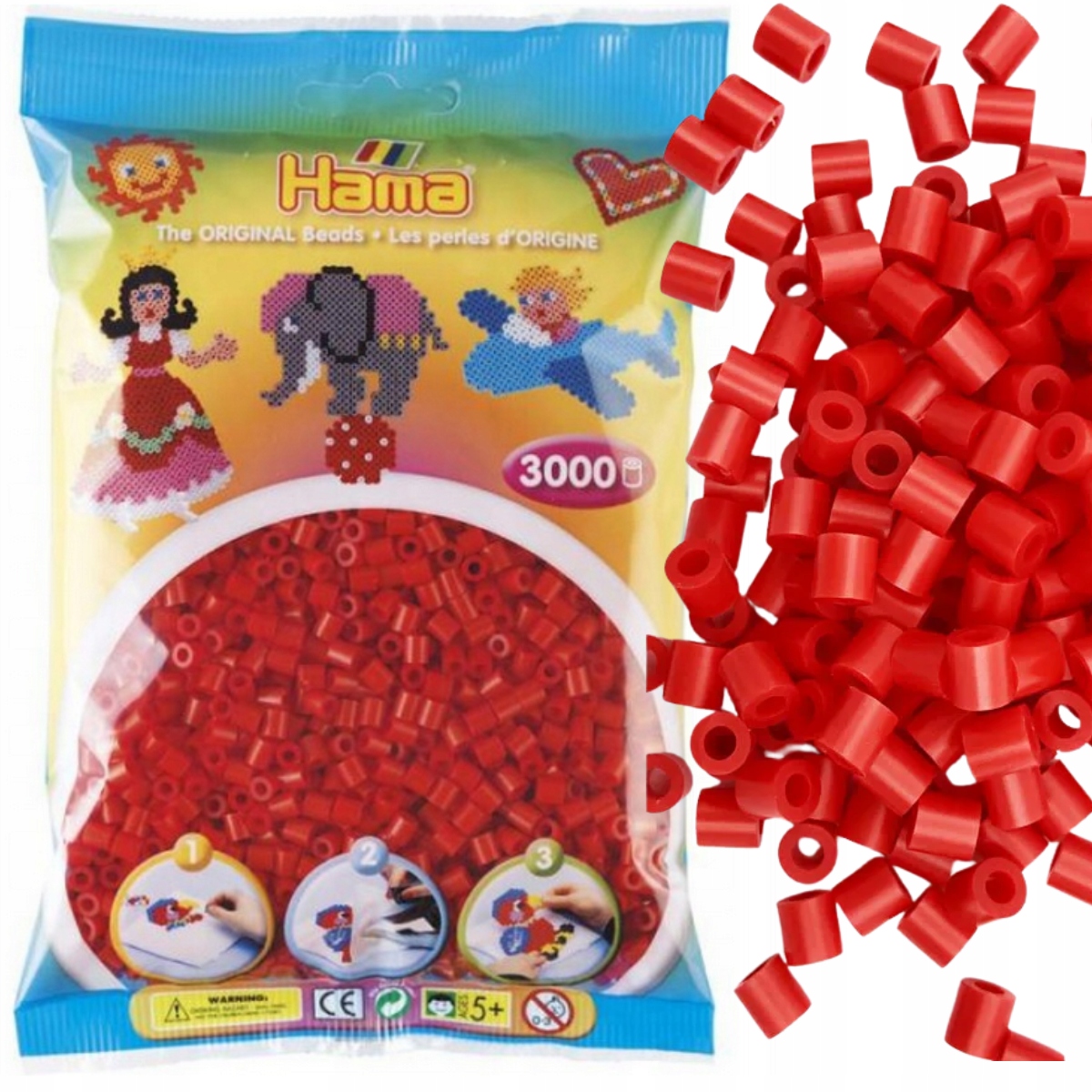 Hama karoliai prie glaus 3000 gabaliu raudoni 201-05