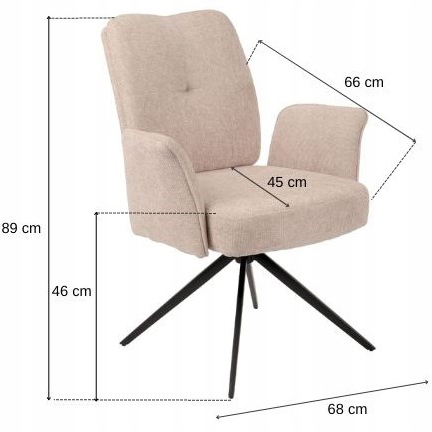 Stanley Beige minkšta pasukama valgomojo kėdė su porankiais