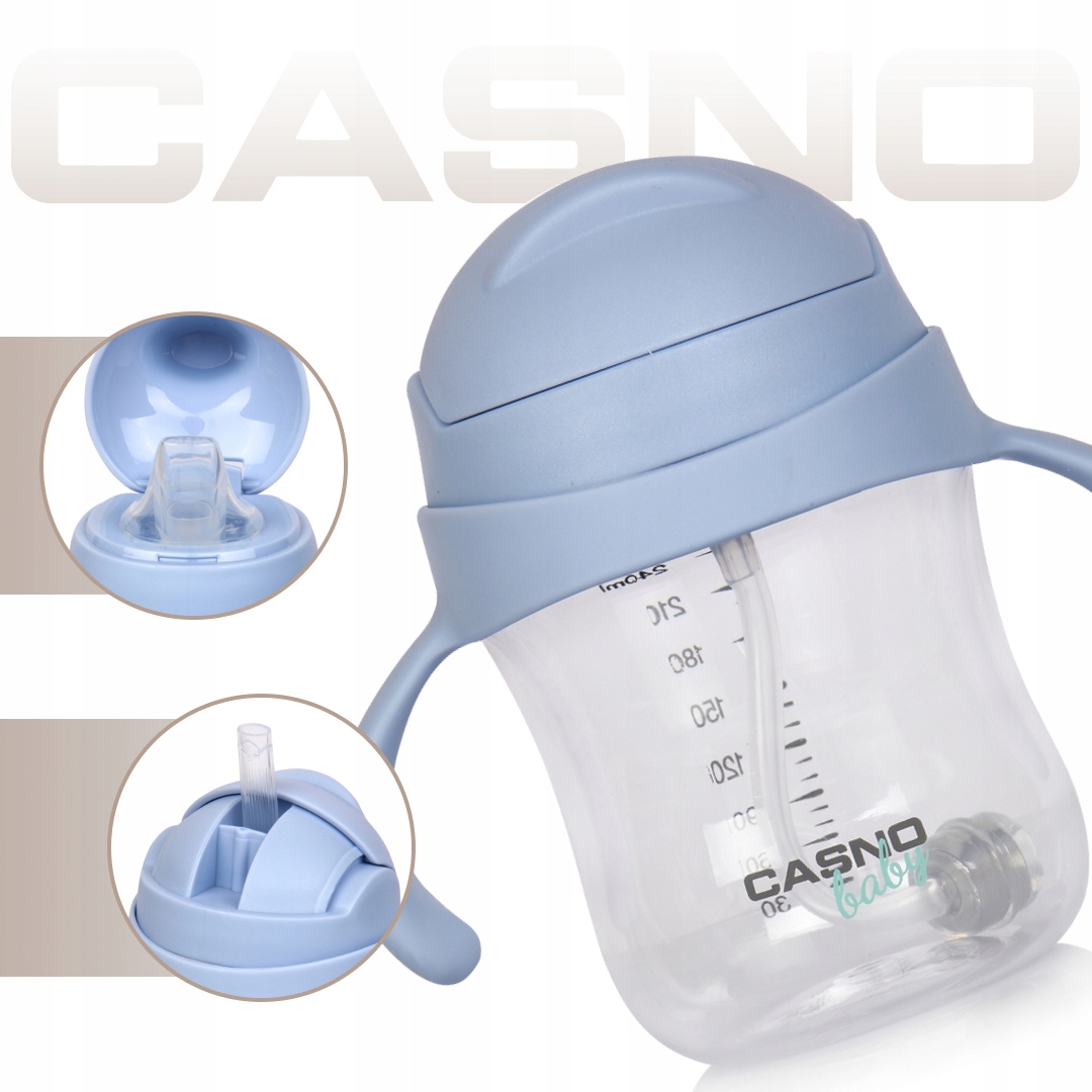 Casno butelė su šiaudeliu 240 ml nuo 6 mėn