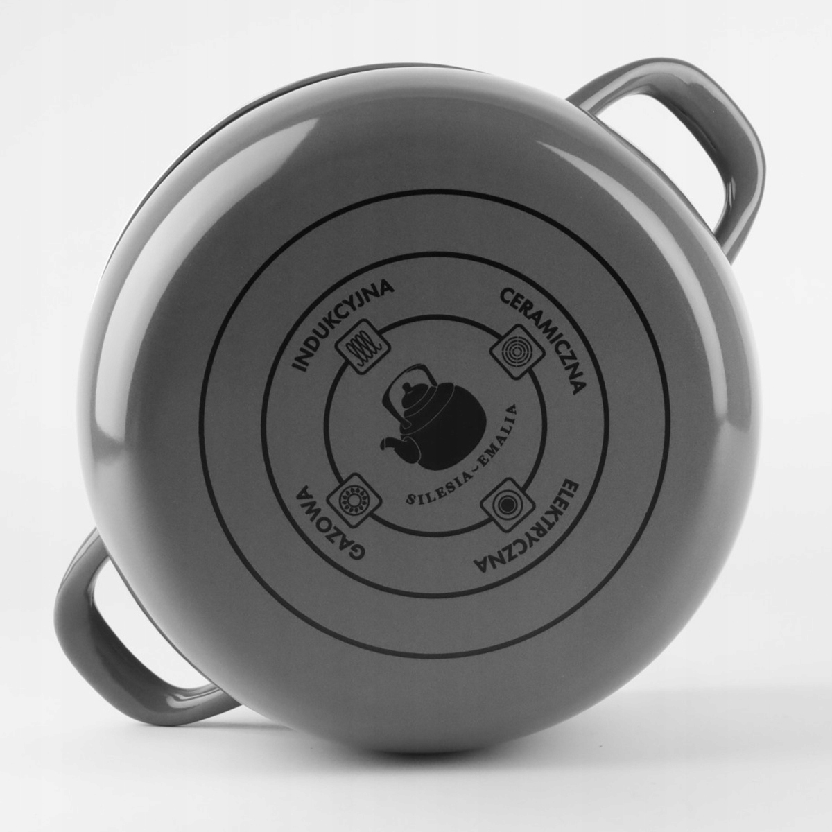 Pilkas emaliuotas puodas HELENA 5.5L Dujinis Tradicinis indukcinis Silesia Emalia