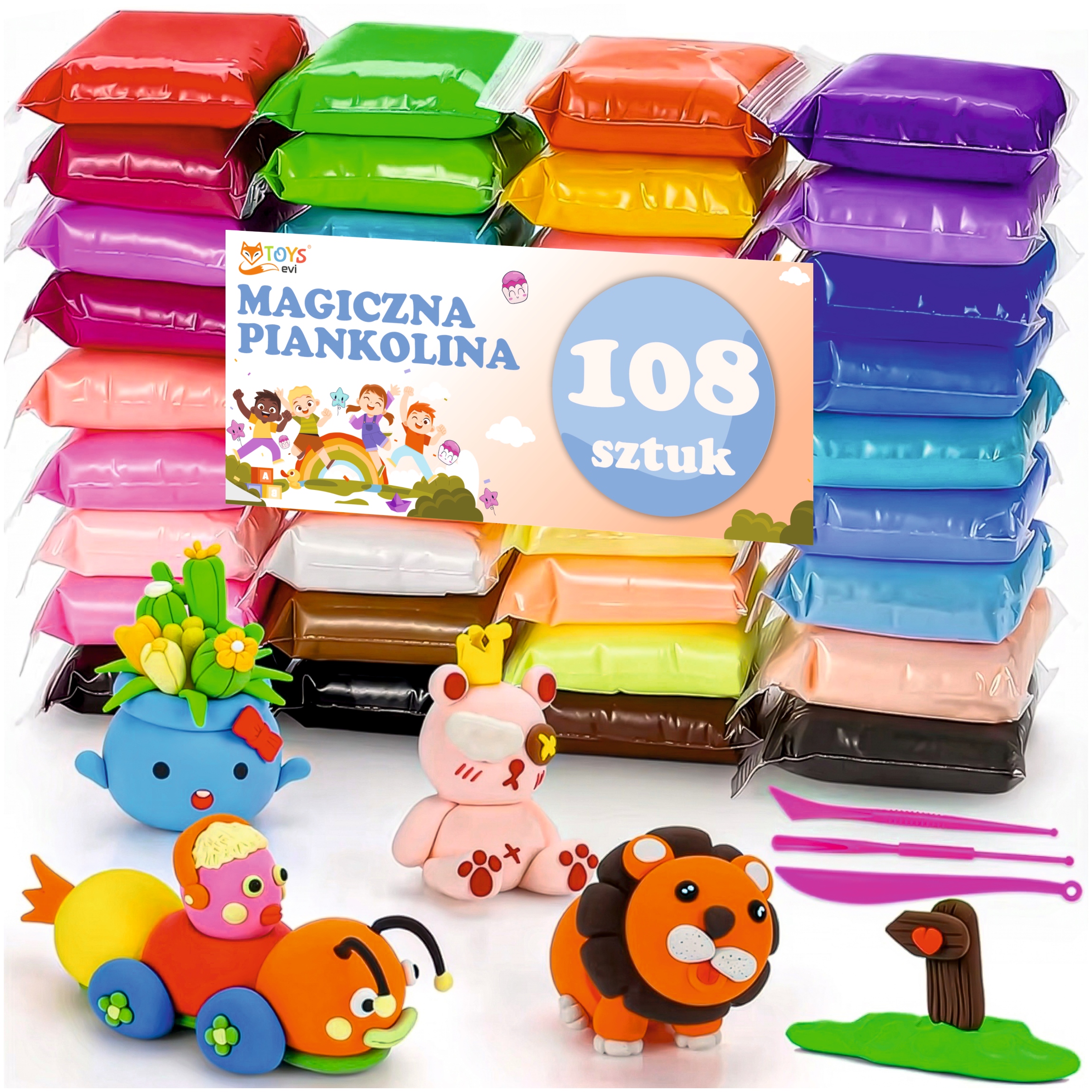 EVI SUPER CLAY magija plastelinas 108 daliu