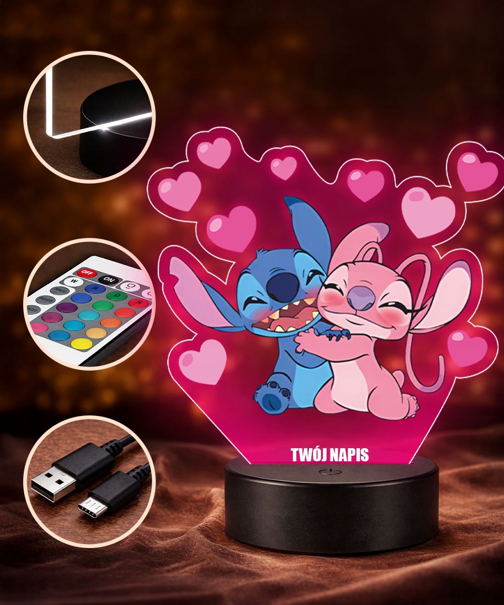 Plexido Lilo ir Stitch 3D LED nakties lempa
