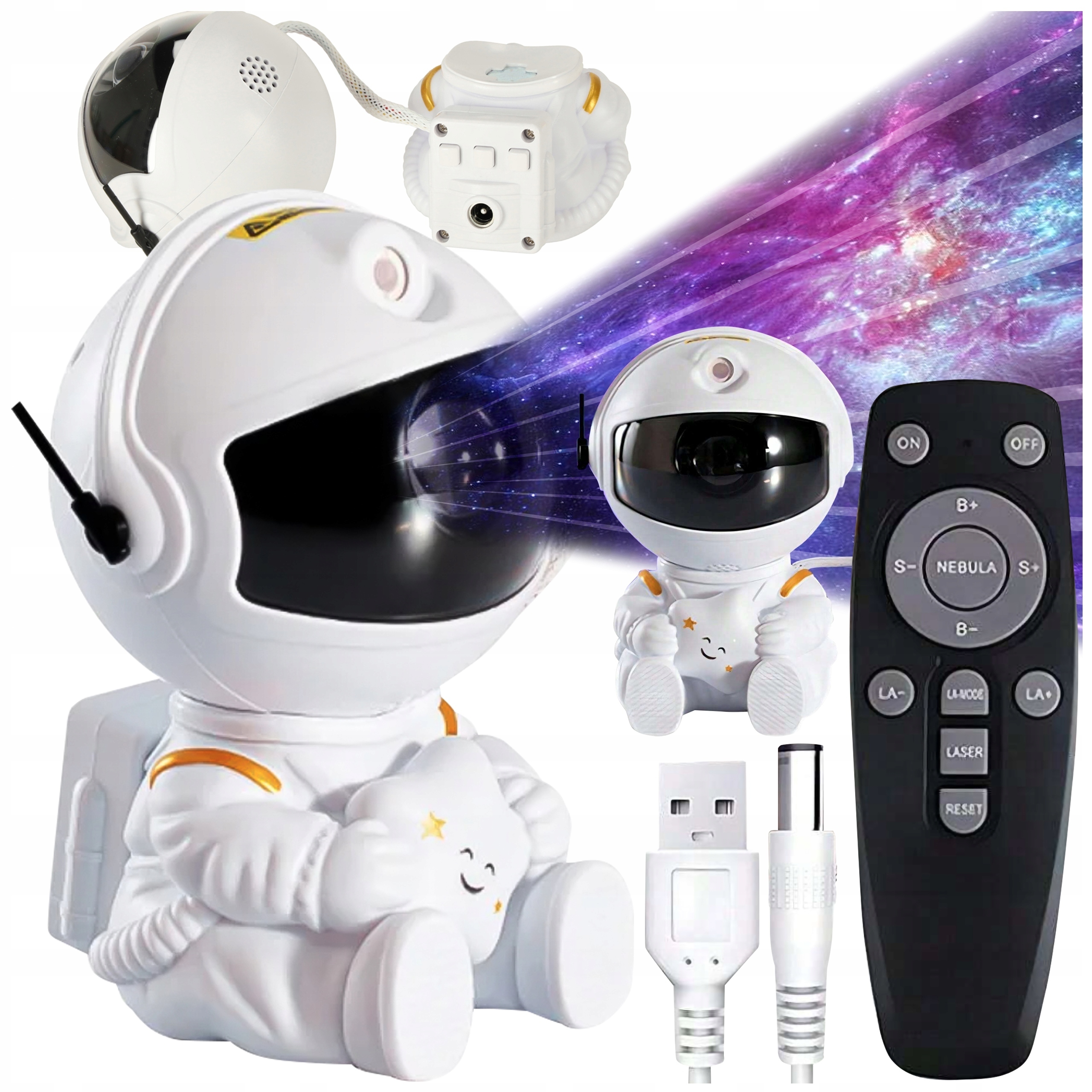NAKTINIS LEMPAS VAIKŲ PROJEKTORIUS SU NUOTOLINIO VALDYMO PULTU STARS PROJECTOR astronautas