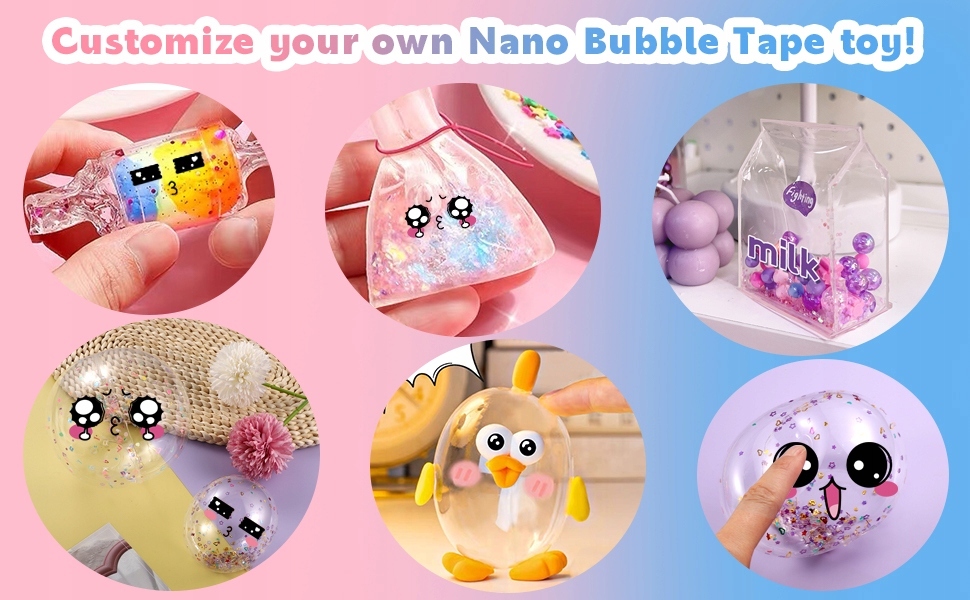5 ROLL NANO JUOSTOS BURUBULIŲ RINKINYS BURUBULĖLIŲ PŪTIMO DIY Blow Bubble Dvipusis