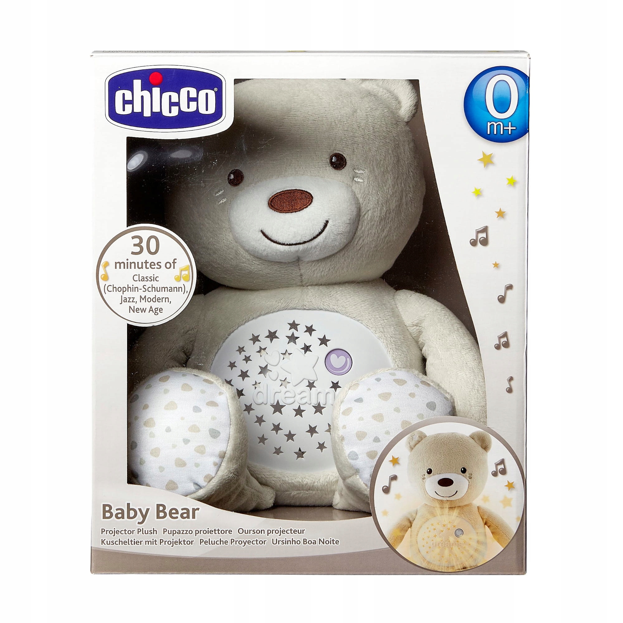 Chicco lempa Teddy meškiukas su žvaigždės projektoriumi - smėlio spalvos