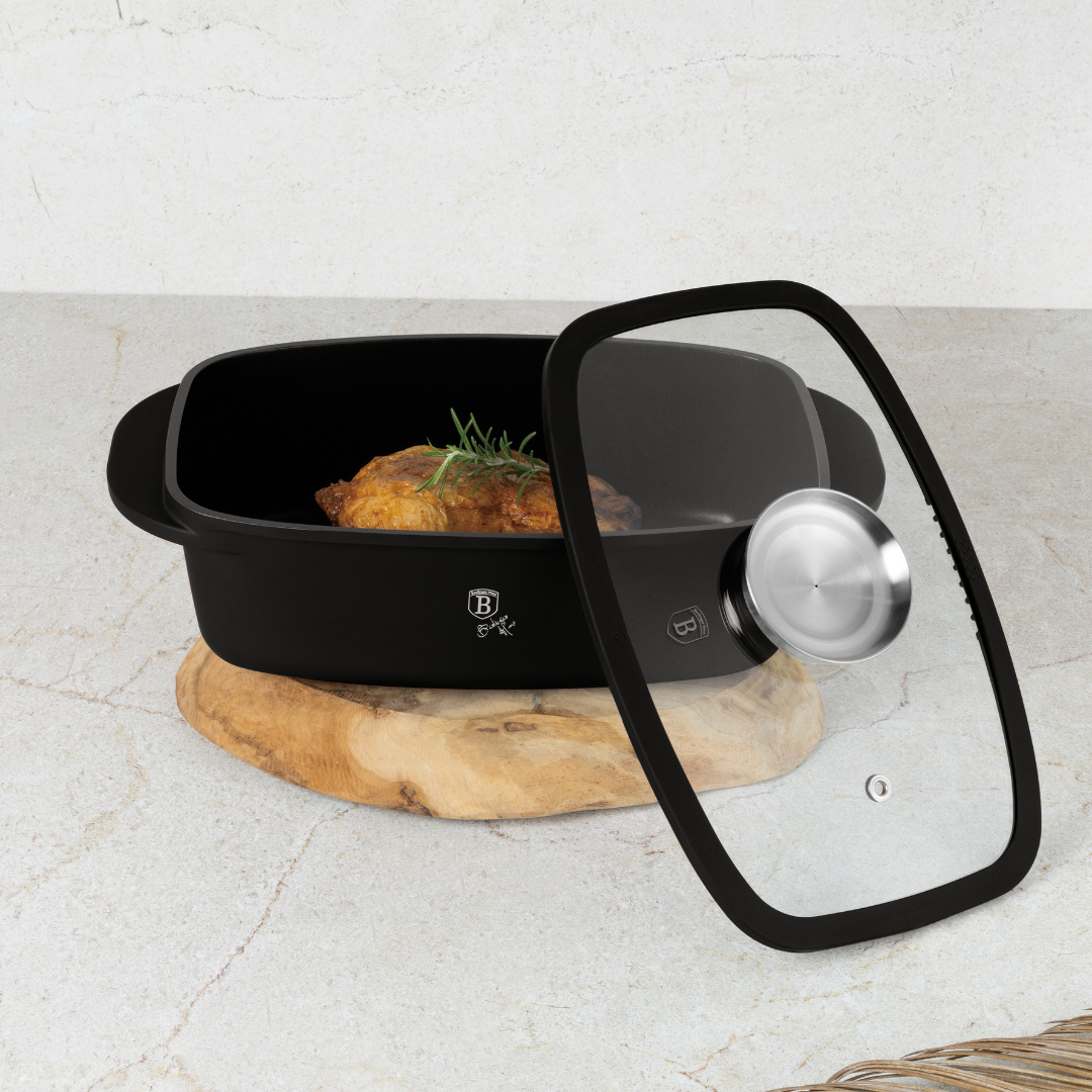 BerlingerHaus BH-8779 Matinė juoda kepimo skarda su kvapiąja priemone 6L