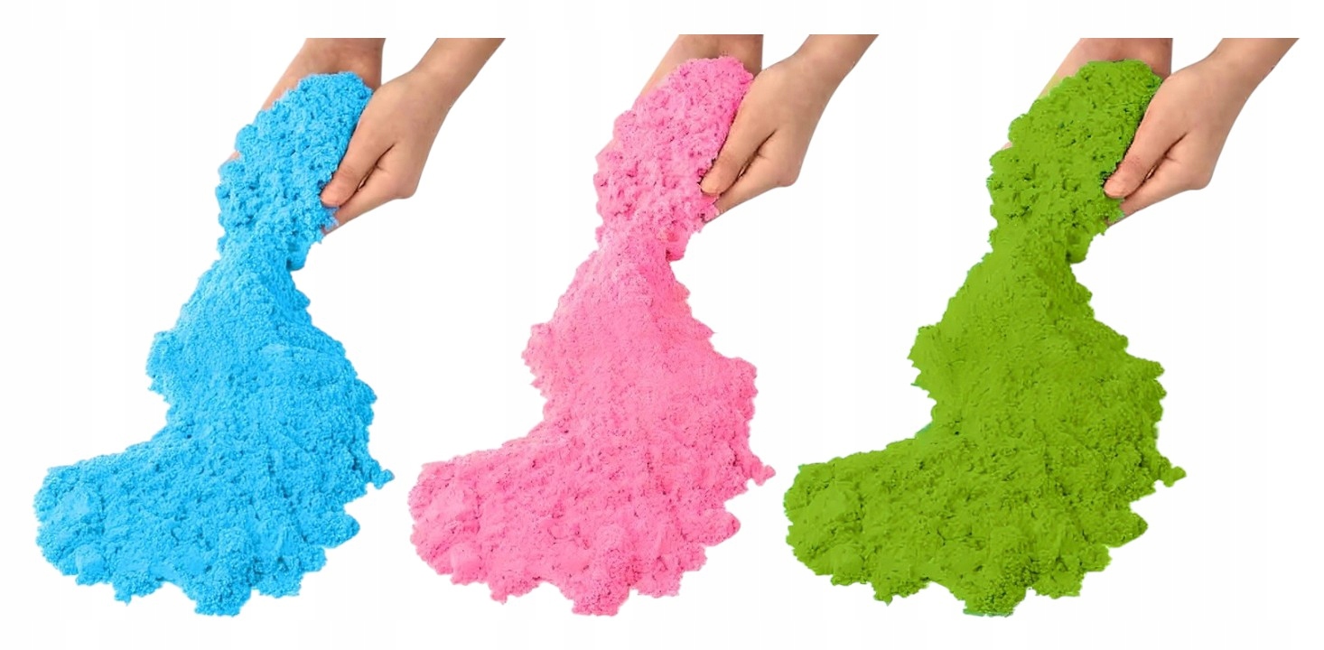 KINETINIS SMĖLIS 3KG MĖLYNAS RAUŽAS ŽALIAS MAGICAL VAIKAMS