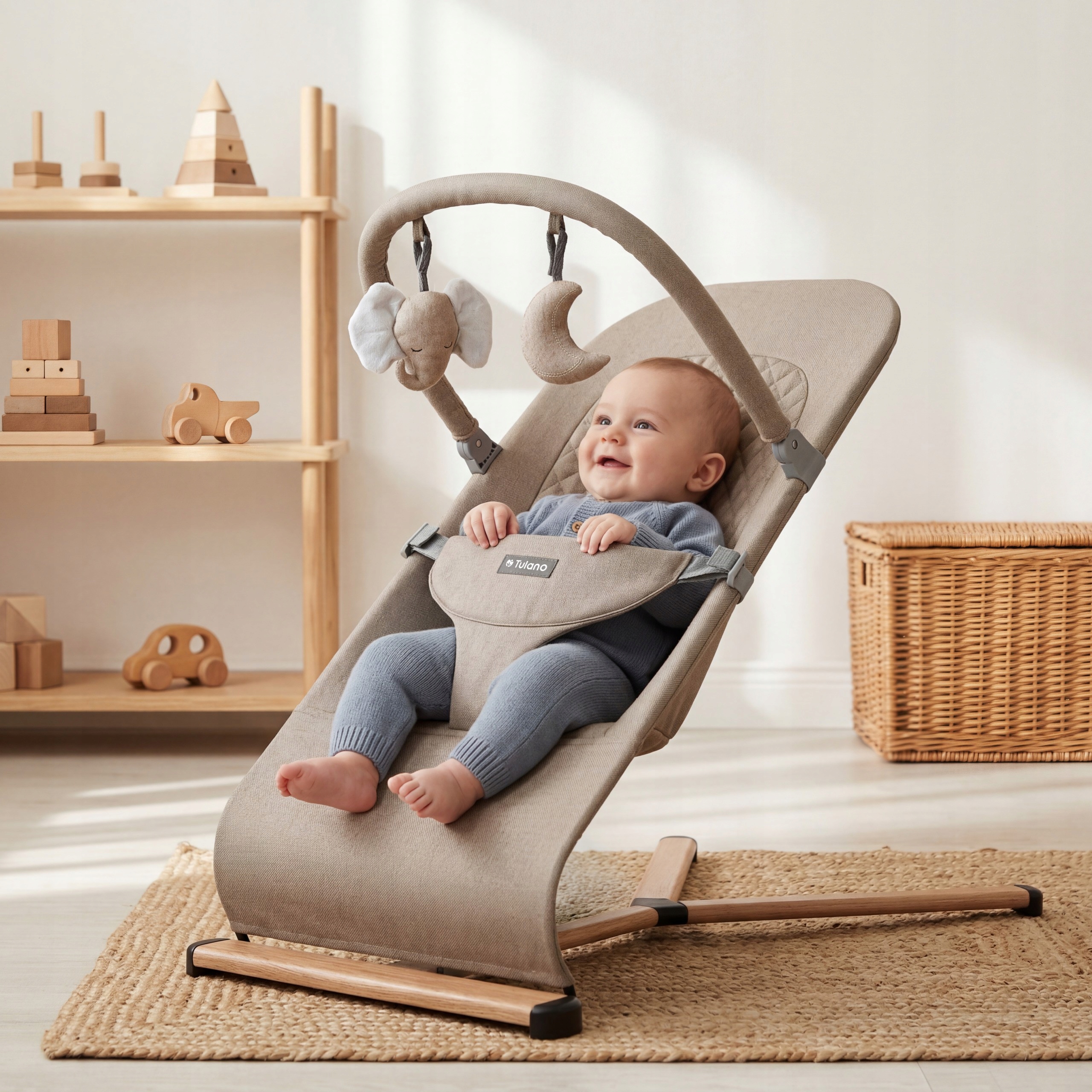 Tulano gulėjimo ir supamos pakliūnės 2 viename beige spalvoje