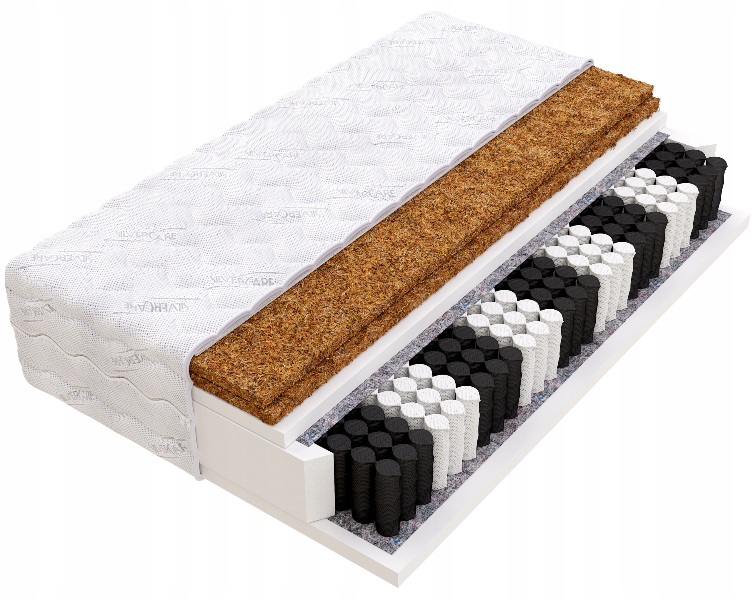 Čiužinys 90x200 Kokos x2 kišenė H3/H5 kieta kišenė SILVER MAX