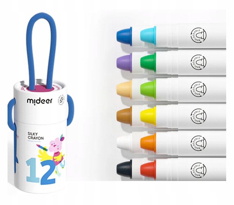 Mideer Silky 12 spalvų minkštos kreidės