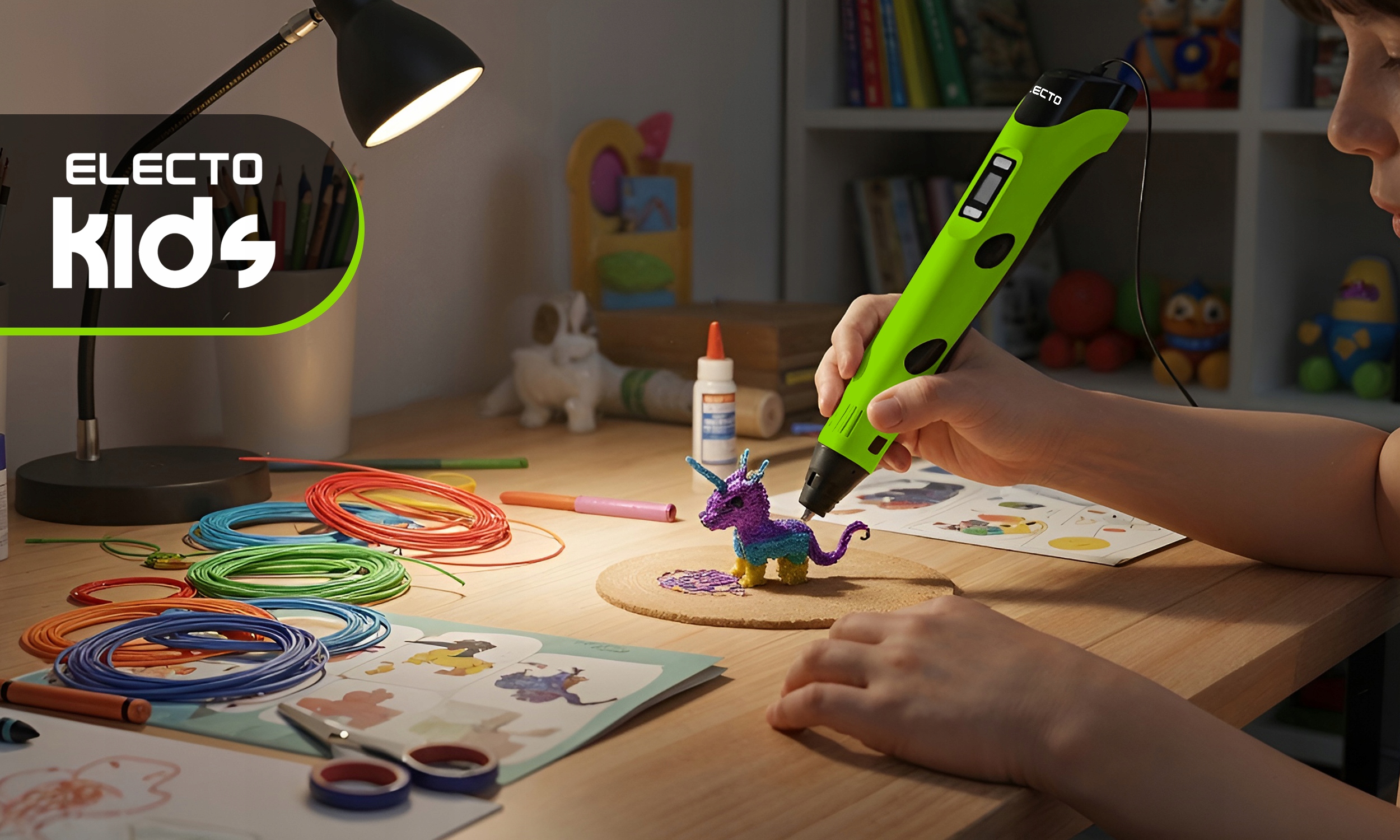 3D RAŠIKLIŲ RINKINYS VAIKAMS 3D SPAUSDINTUVAS + KASETĖS 260 METRU + ŠABLONAI