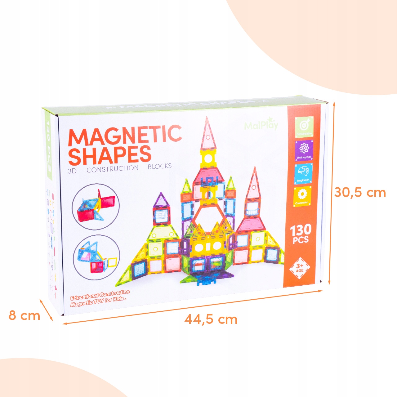 MAGNETINIAI KONSTRUKCINIAI KLAUKAI LAIKOMA DĖLĖLĖ VAIKAMS 130