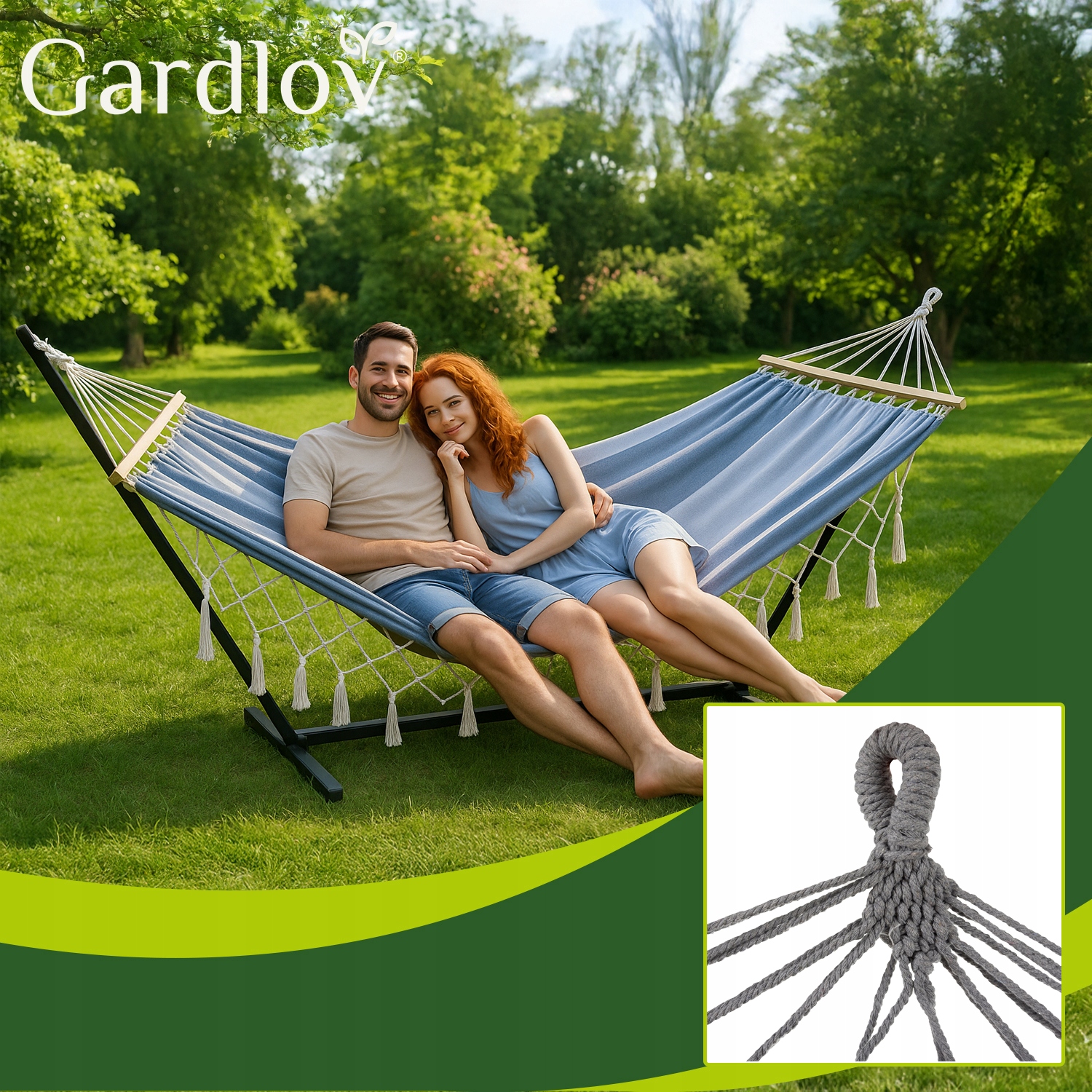 Gardlov didelis XXL sodo hamako su pagalvėmis, 200 kg