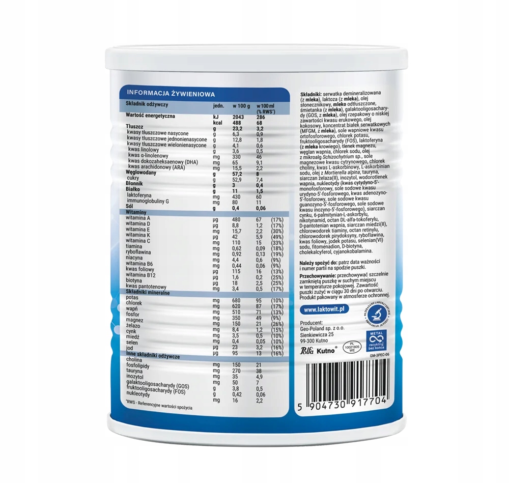 Laktowit 3 pienas LACTOFERRINA + MFGM Kitas 1 metai+ 400 g