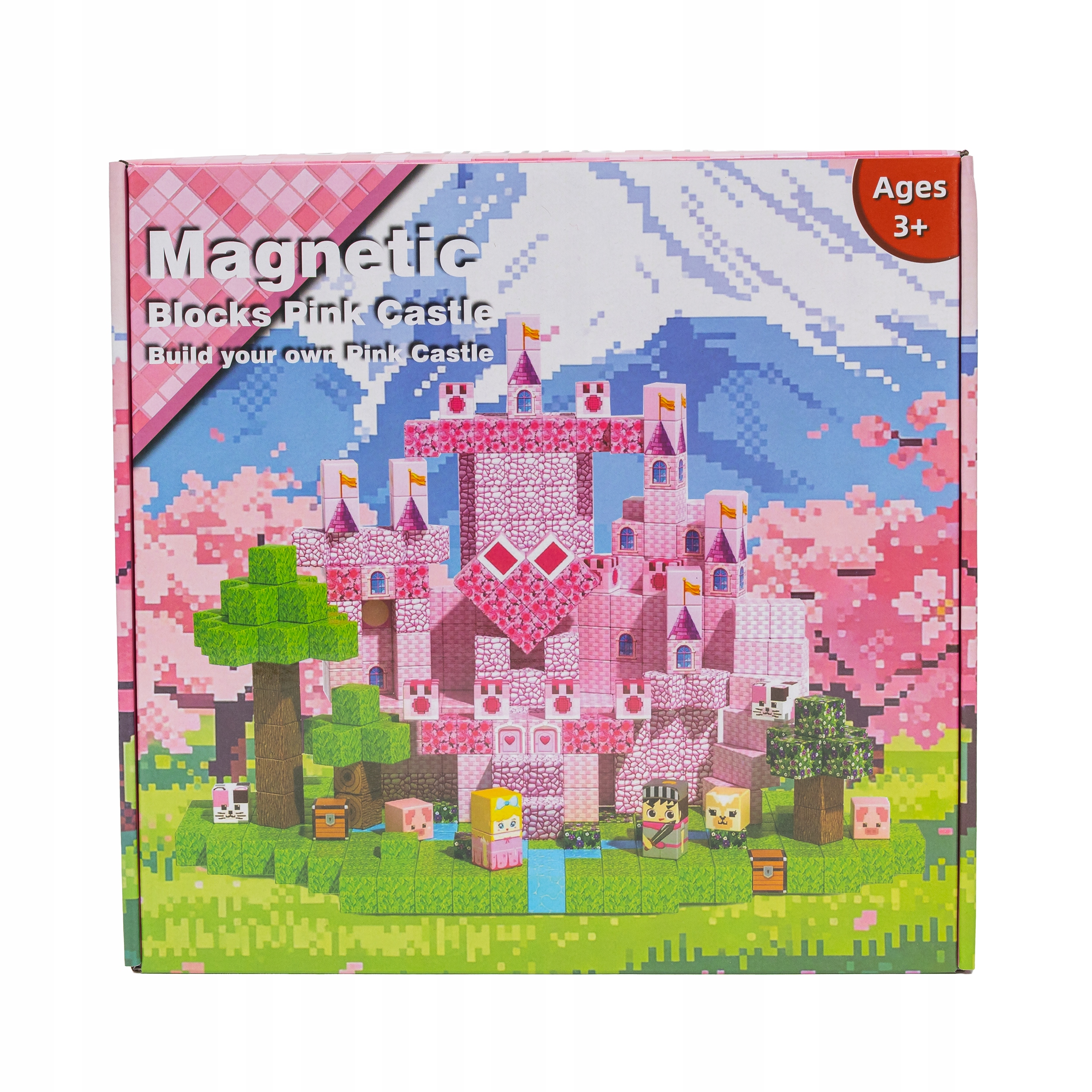 Magnetiniai Minecraft klociai rožiniai 200 dalių