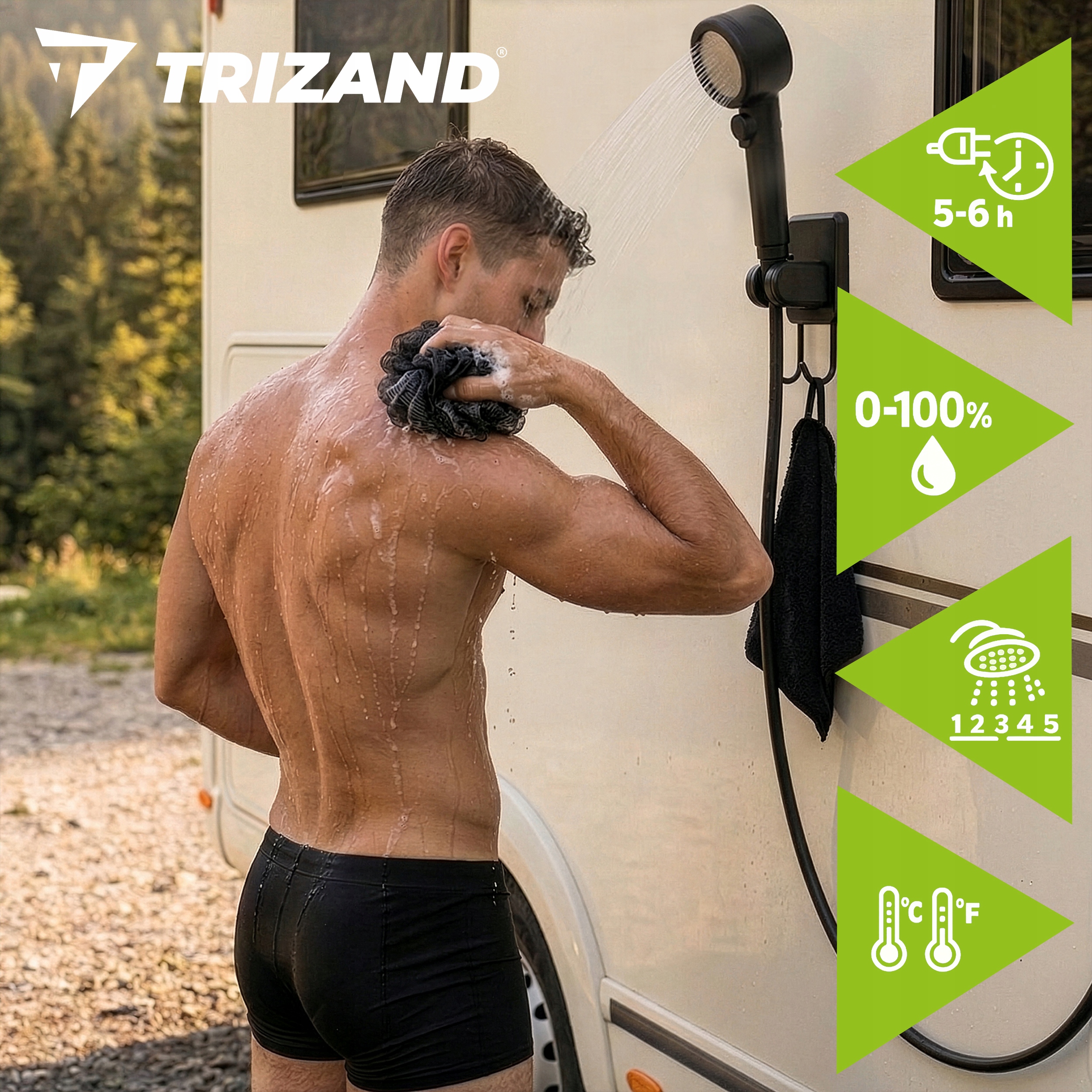 Trizand turističkas dušas 8000 mAh baterija