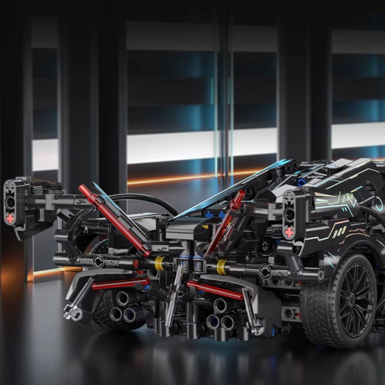 Sportinio automobilio vaivorykštės lazeriniai konstravimo blokai Dovana berniukams 6+