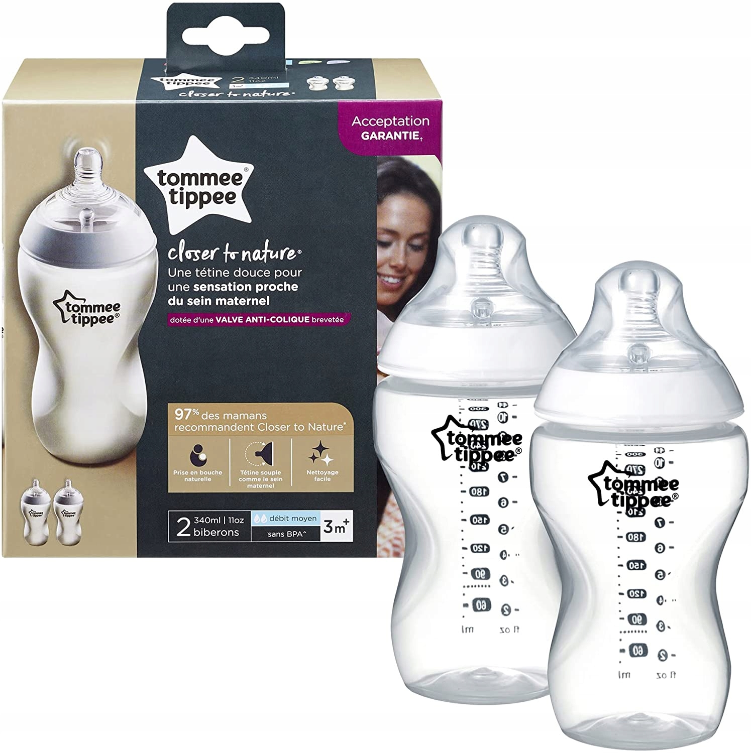 Tommee Tippee buteliai 340 ml komplektas iš 2 vnt