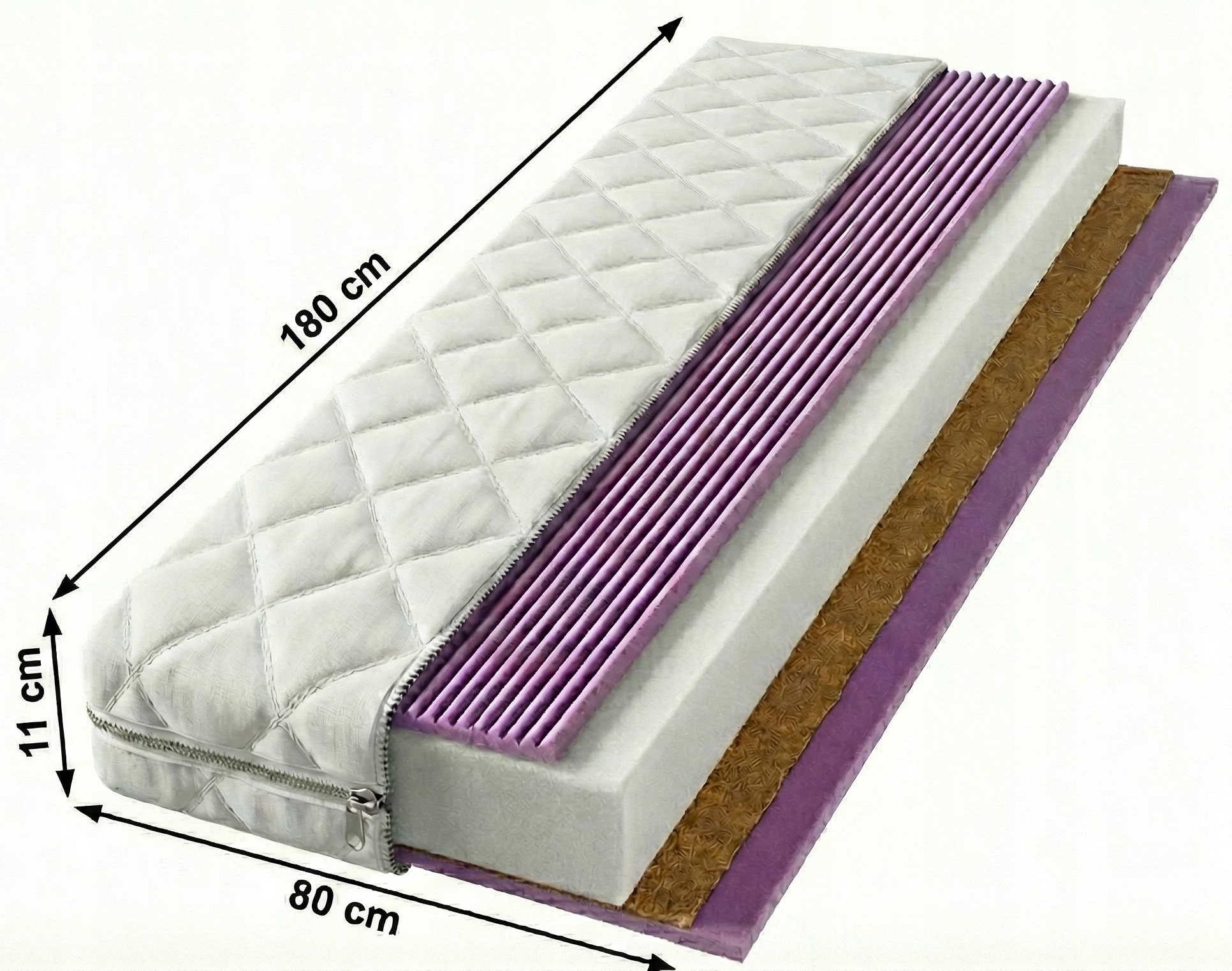 Čiužinys 180x80x11cm, skirtas Kokos LUX Zone putplasčio lovai