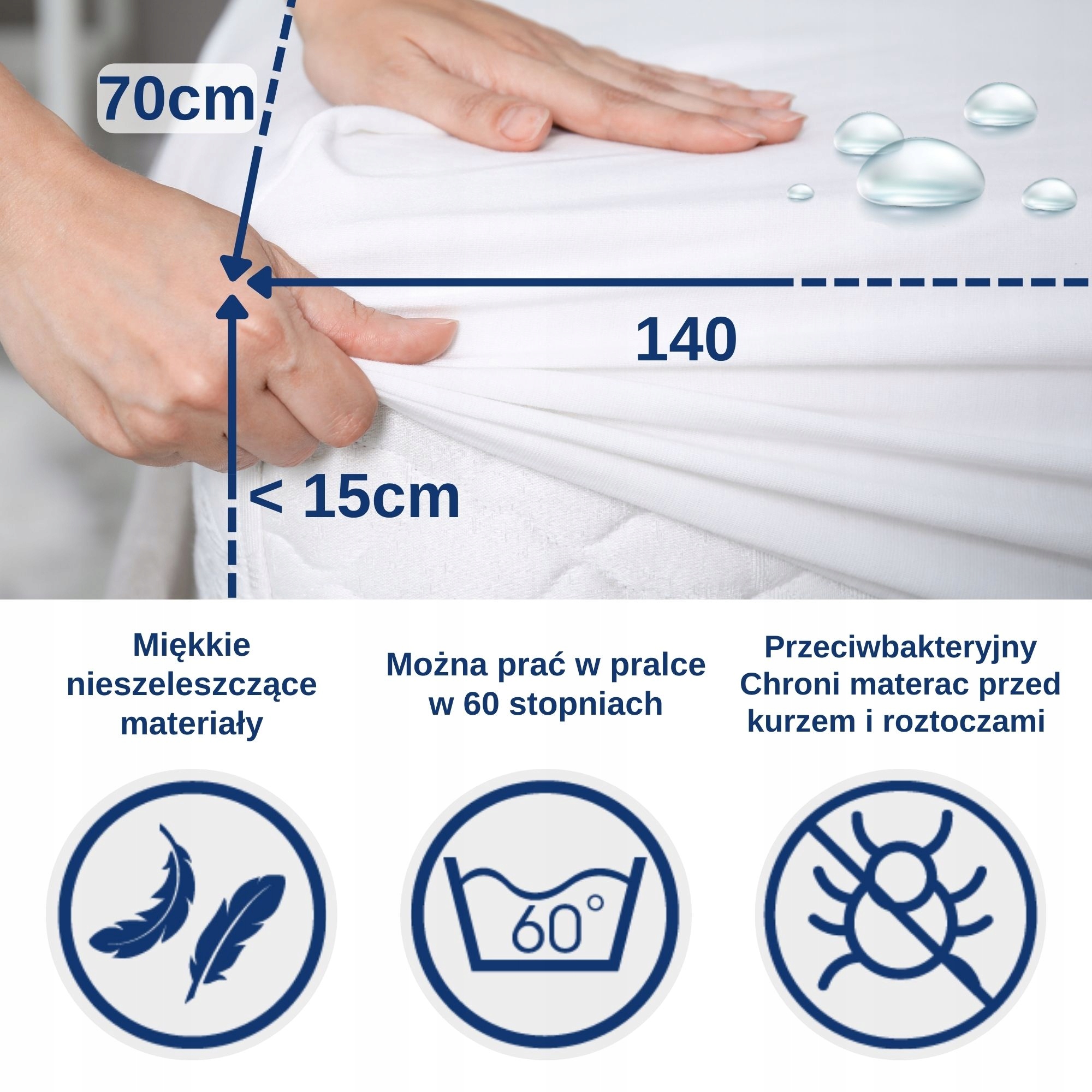 Neperšlampama paklodė, Snibbs čiužinio apsauga 70x140 balta