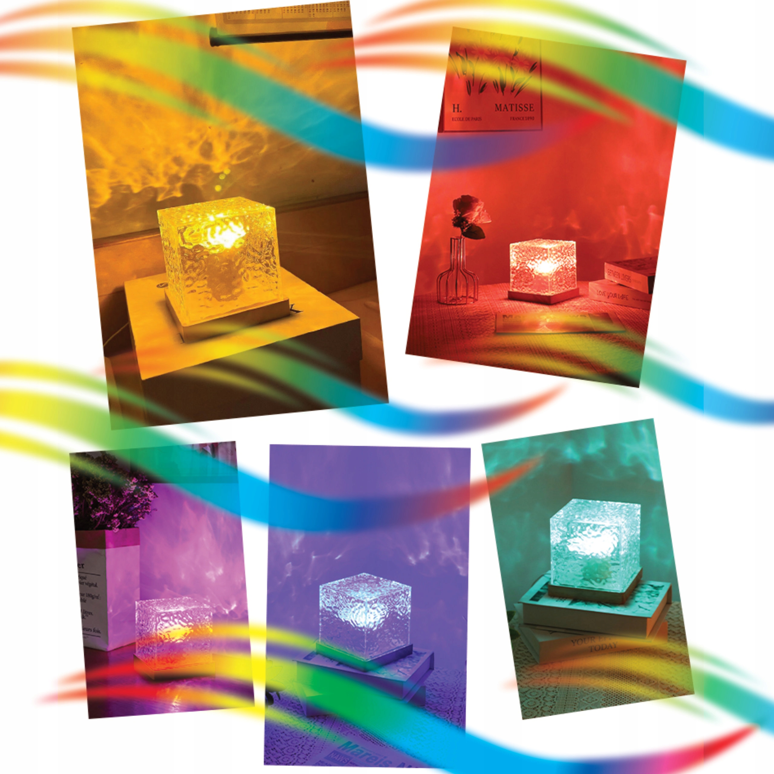 Ledlumen naktinė lempa su vandens bangomis ir RGB LED
