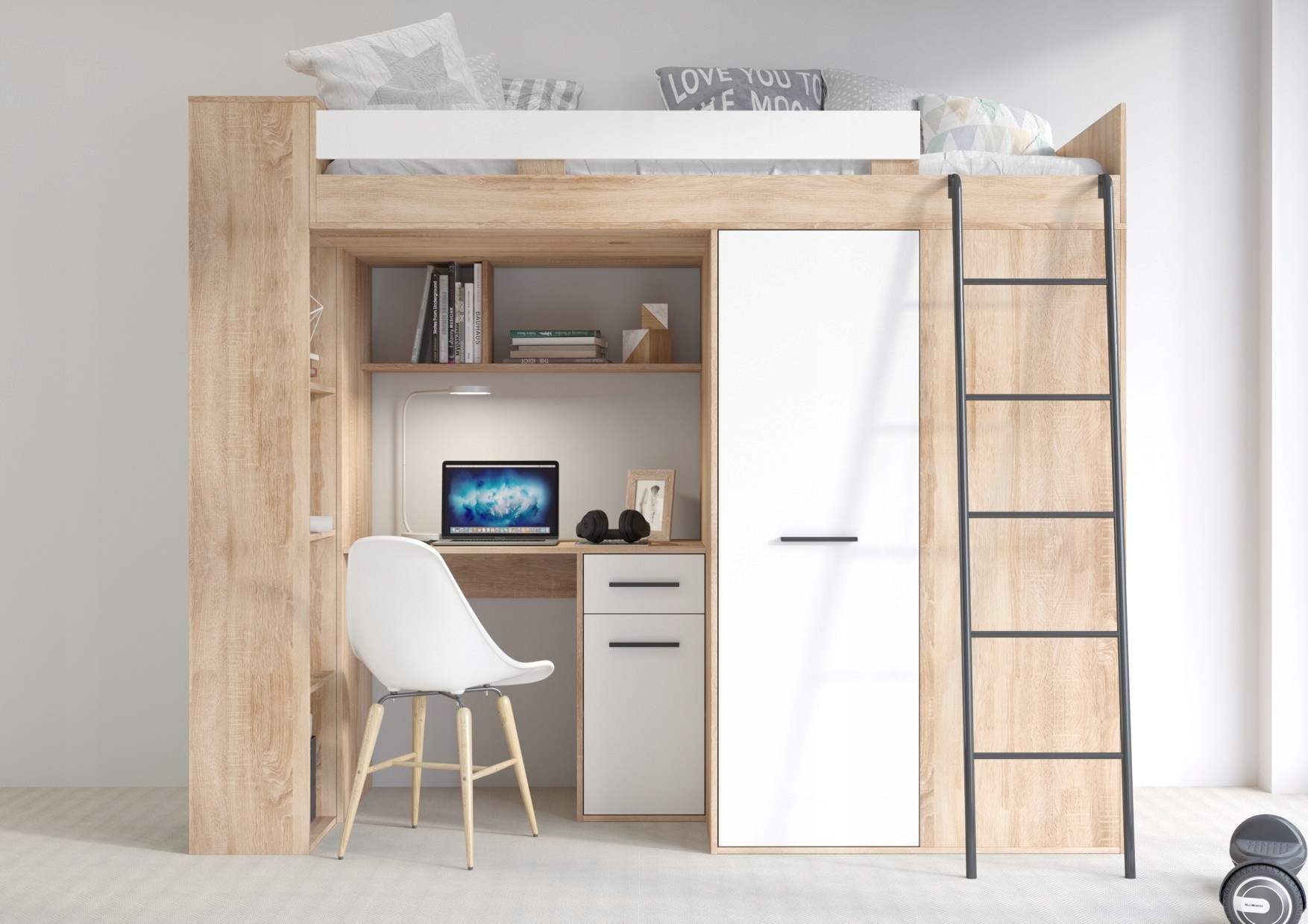 Meble4home aukštinama lova su rašomąja ir spintelėmis