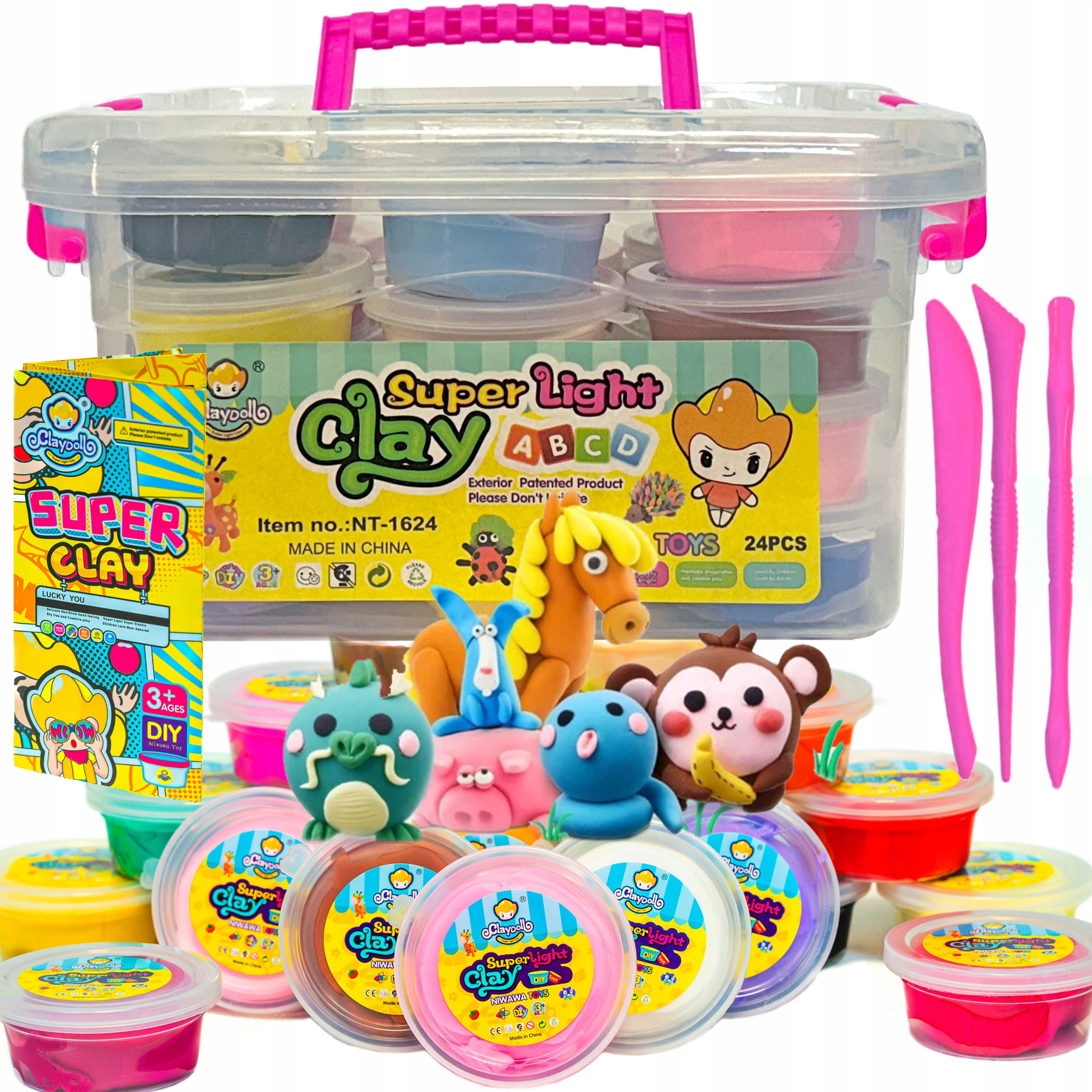 ClayDoll Super Light Clay plastelina rinkinys su priedais ir vališka