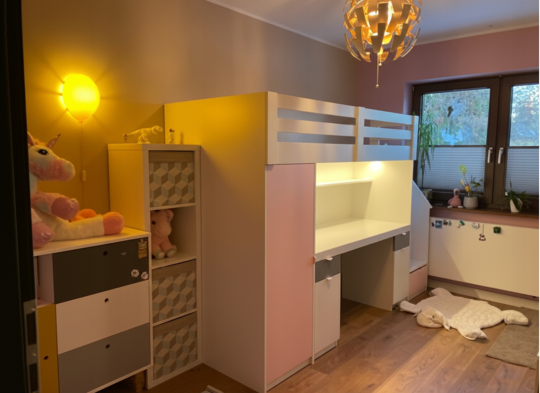 Aukštinė lova antresola su darbastalio komplektu 90x200