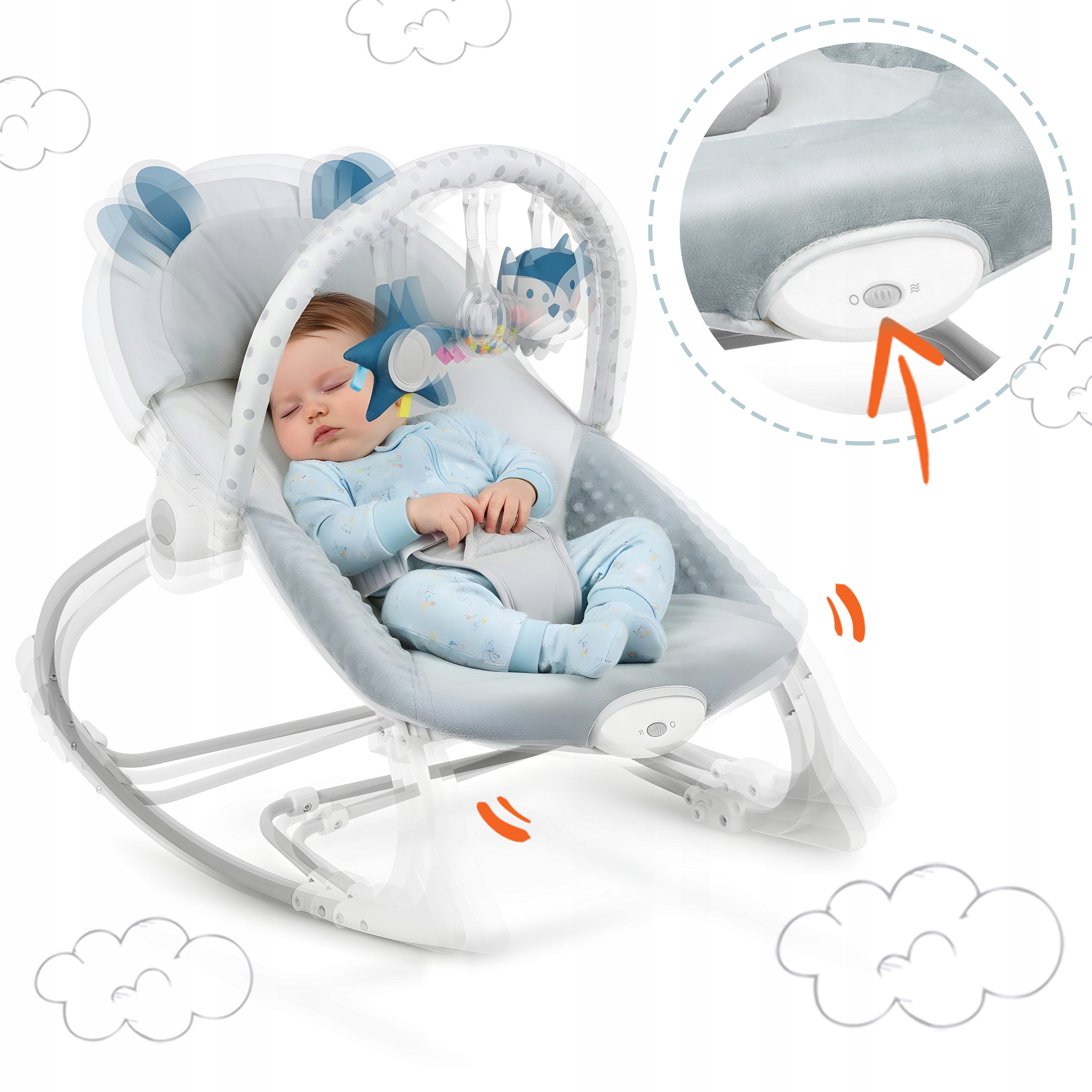 BABY BUNCH BUCKER 2 viename lopšys VIBRACINIAI ŽAISLAI Ricokids