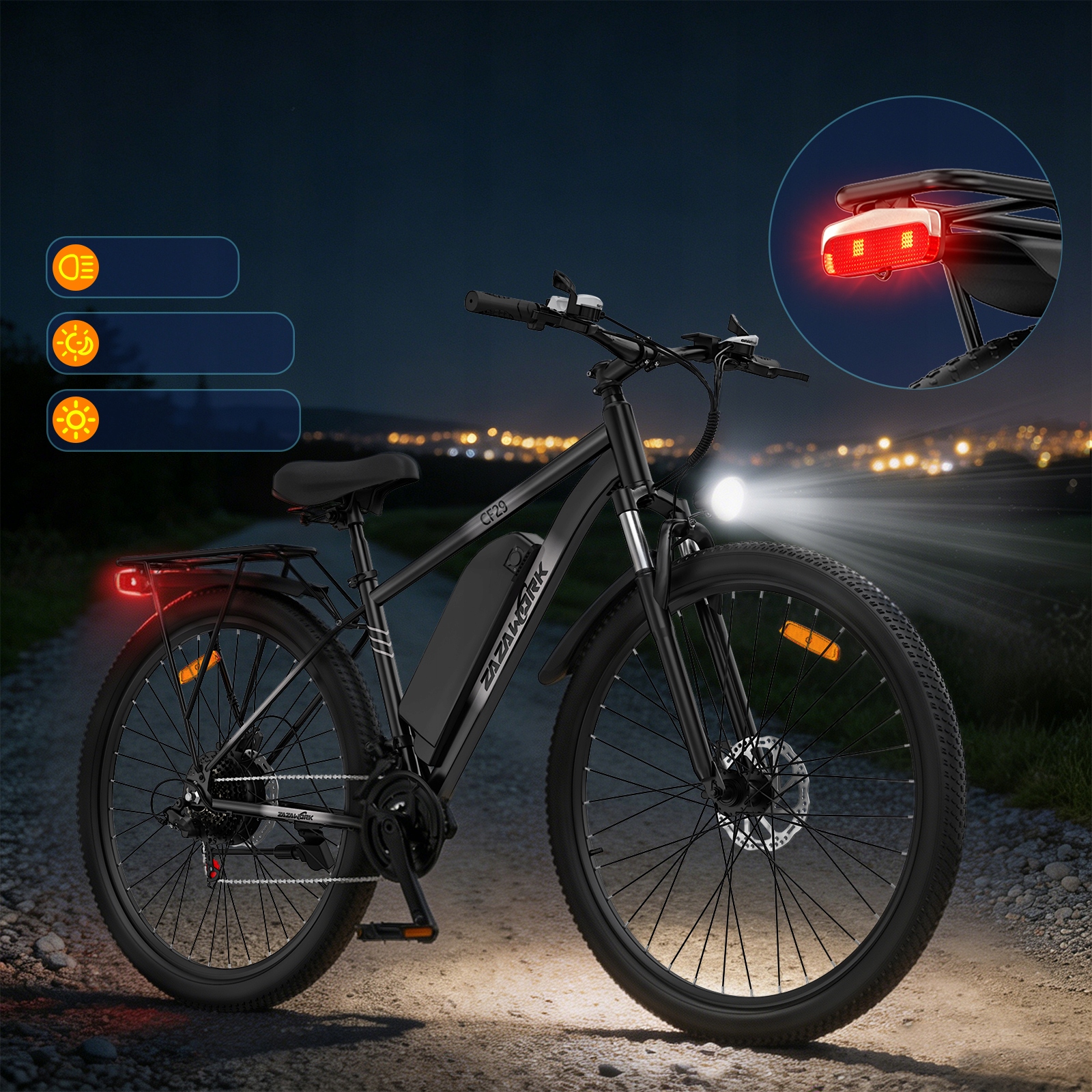 Vyriškas/moteriškas elektrinis dviratis ZAZAWORK CF29 250W 36V 15AH 100KM 29" MTB