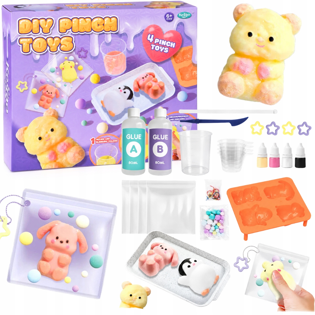 Squishy sliamo kūrimo rinkinys su žvėrelių masėmis