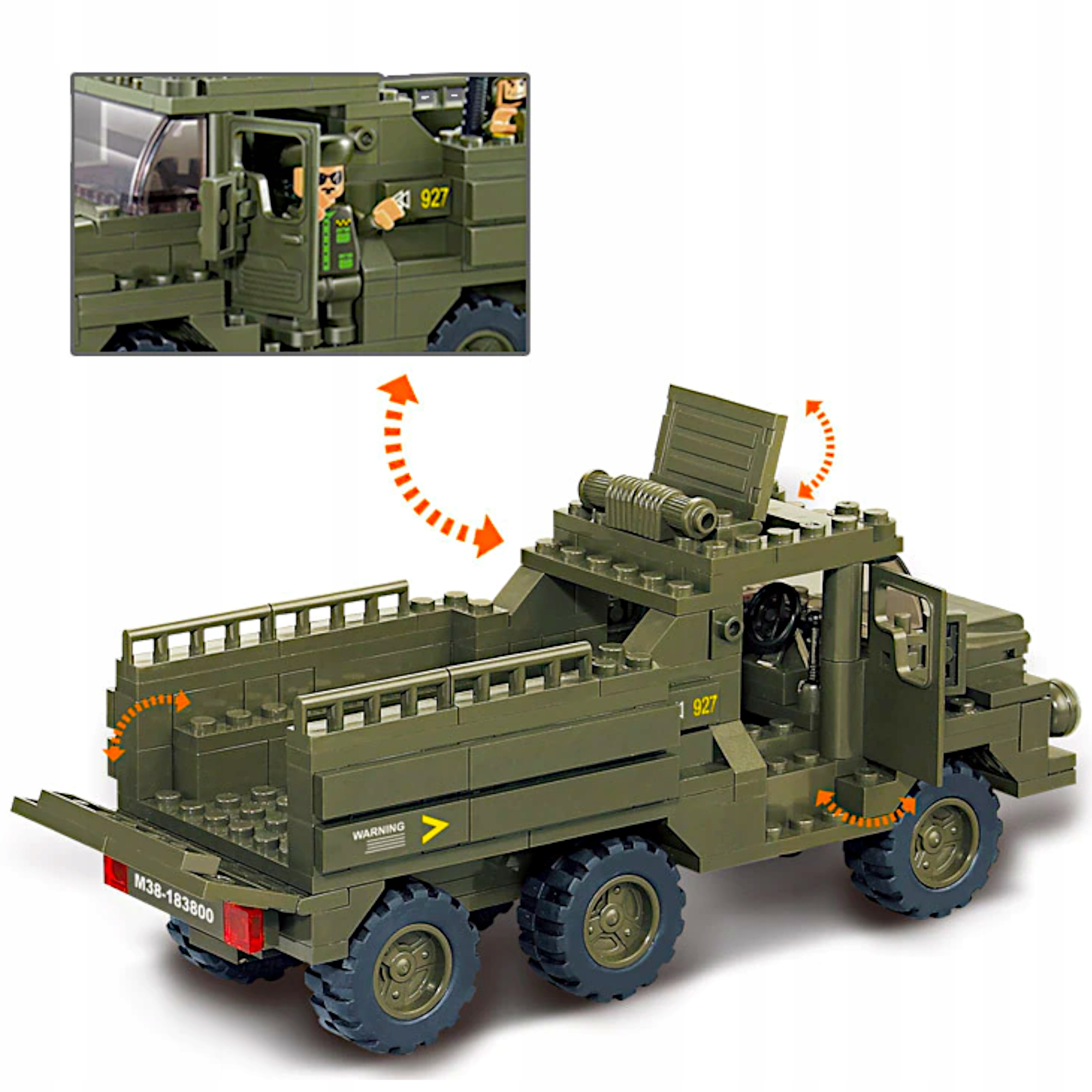 Plytelės AMERICAN TRUCK M939 MILITARY TRANSPORTER Kariai + 2X LEGO ginklai