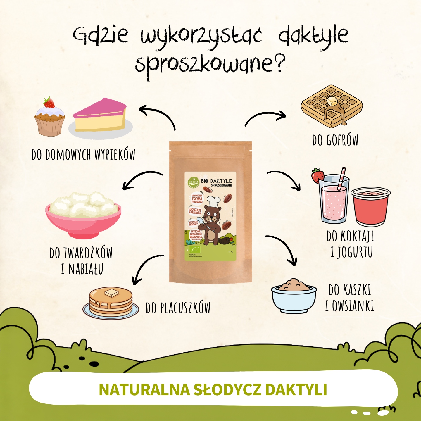Helpa šiltos datulės, milteliais pavidalo, 3 szt.