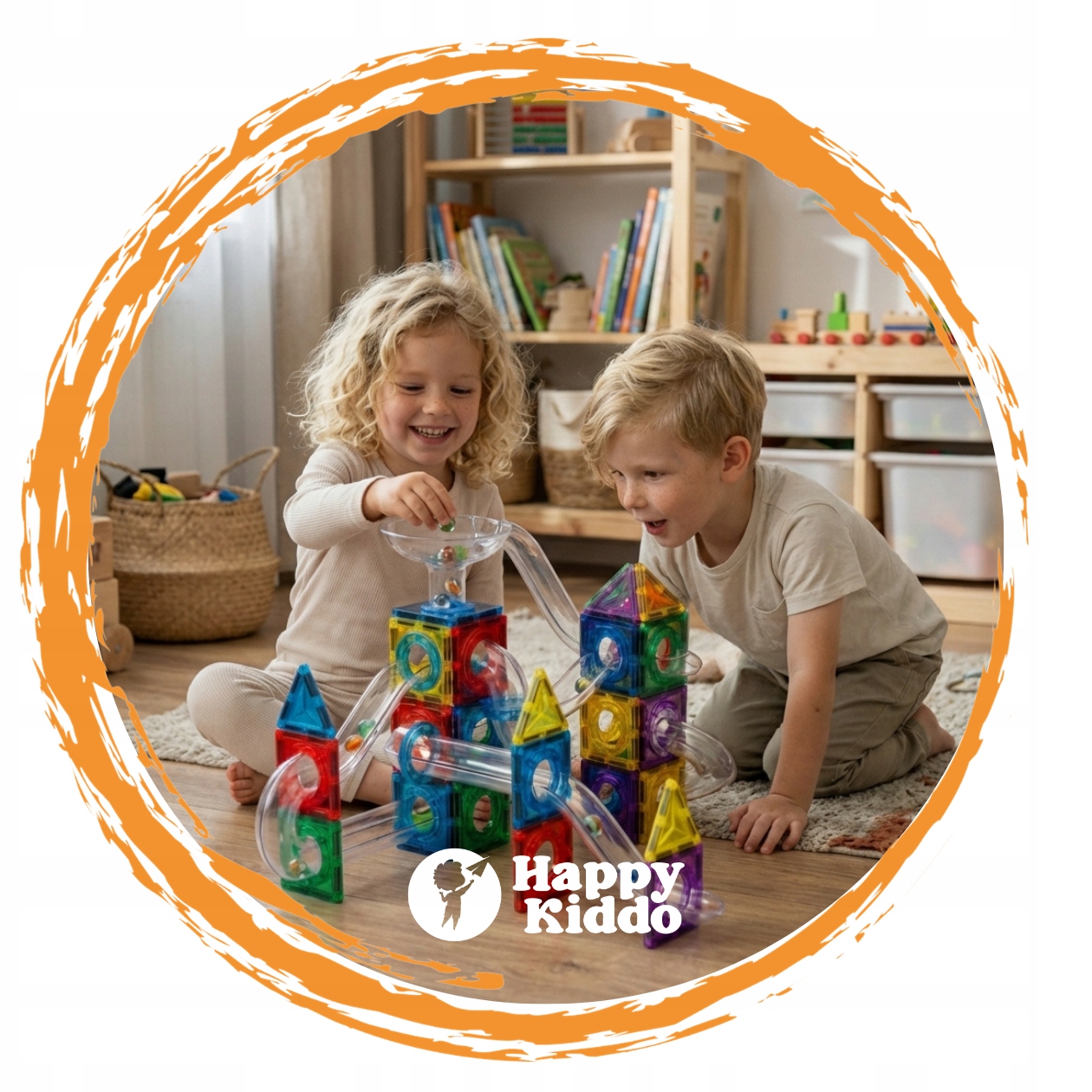 Happy Kiddo magnetiniai klotai su ratilais, 71 el