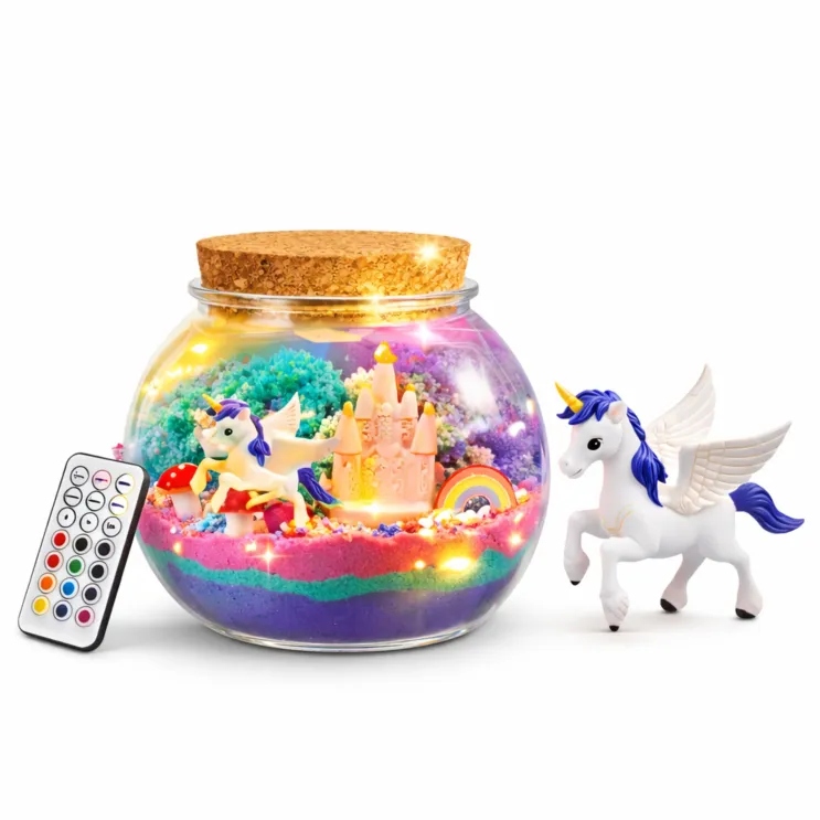 LEAN Toys terrariumas vienaragis LED šviesa