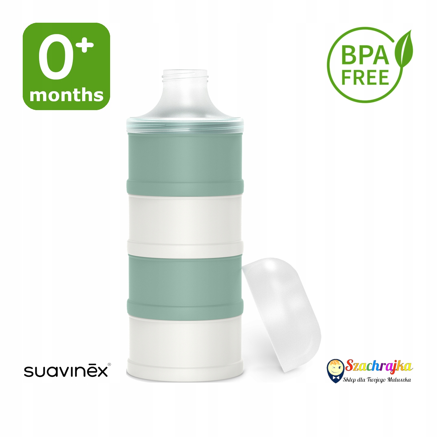 Suavinex Pieno miltelių indelis 100 ml su dozatoriumi 4 vnt