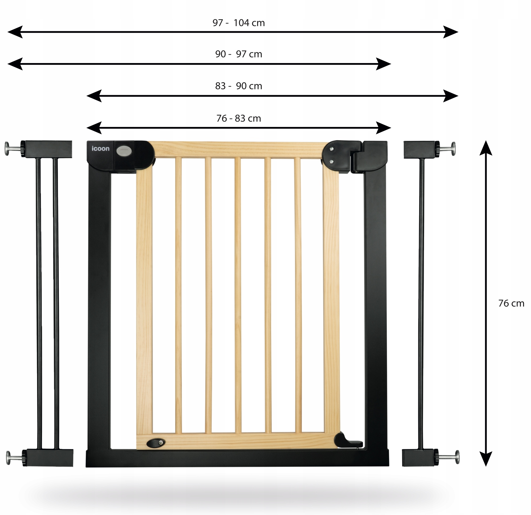 Icoon apsauginė barierka į laiptus ir duris 76-104 cm