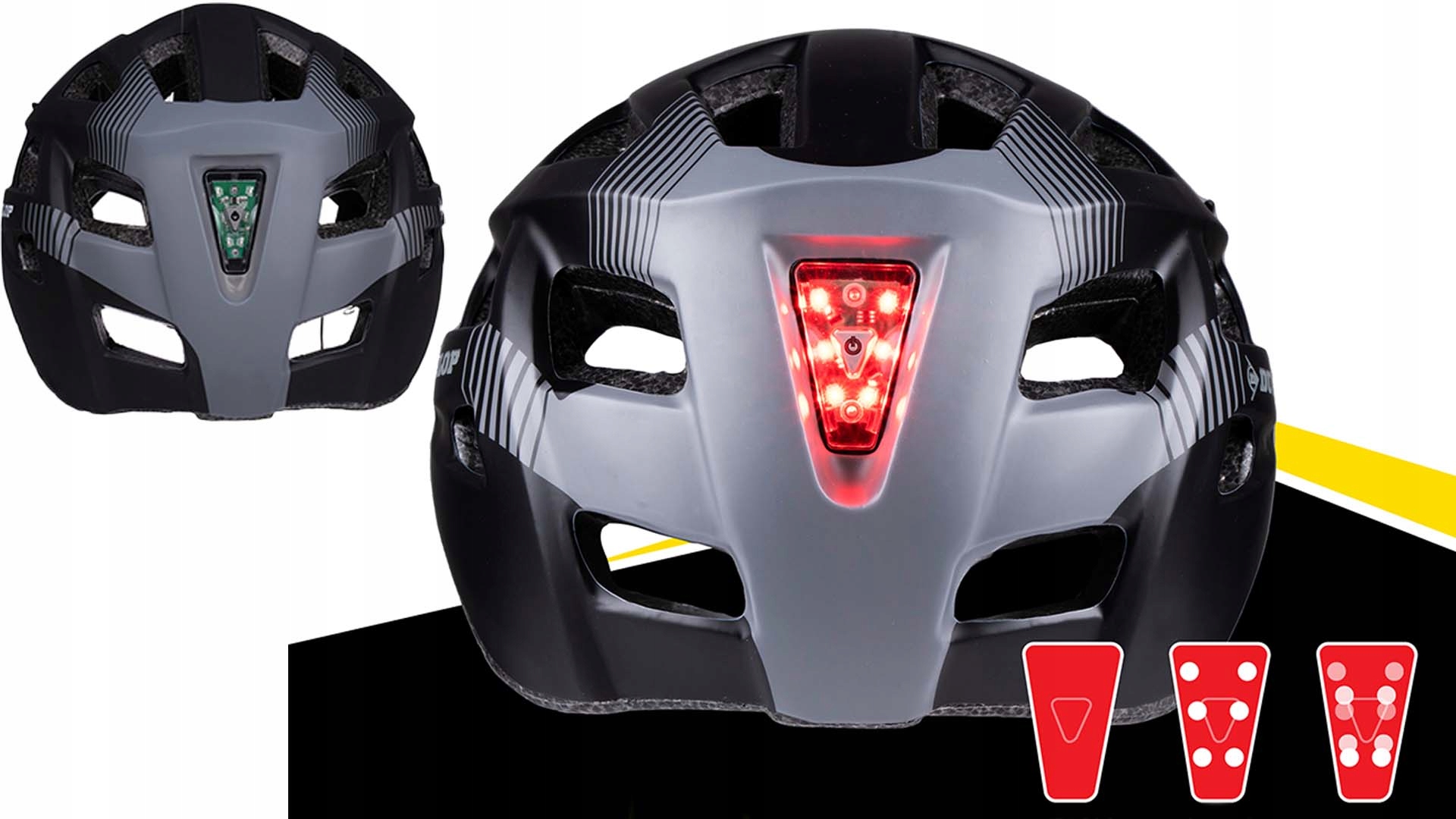 Dunlop dviračio šalmas su LED žibintu raudona šviesa