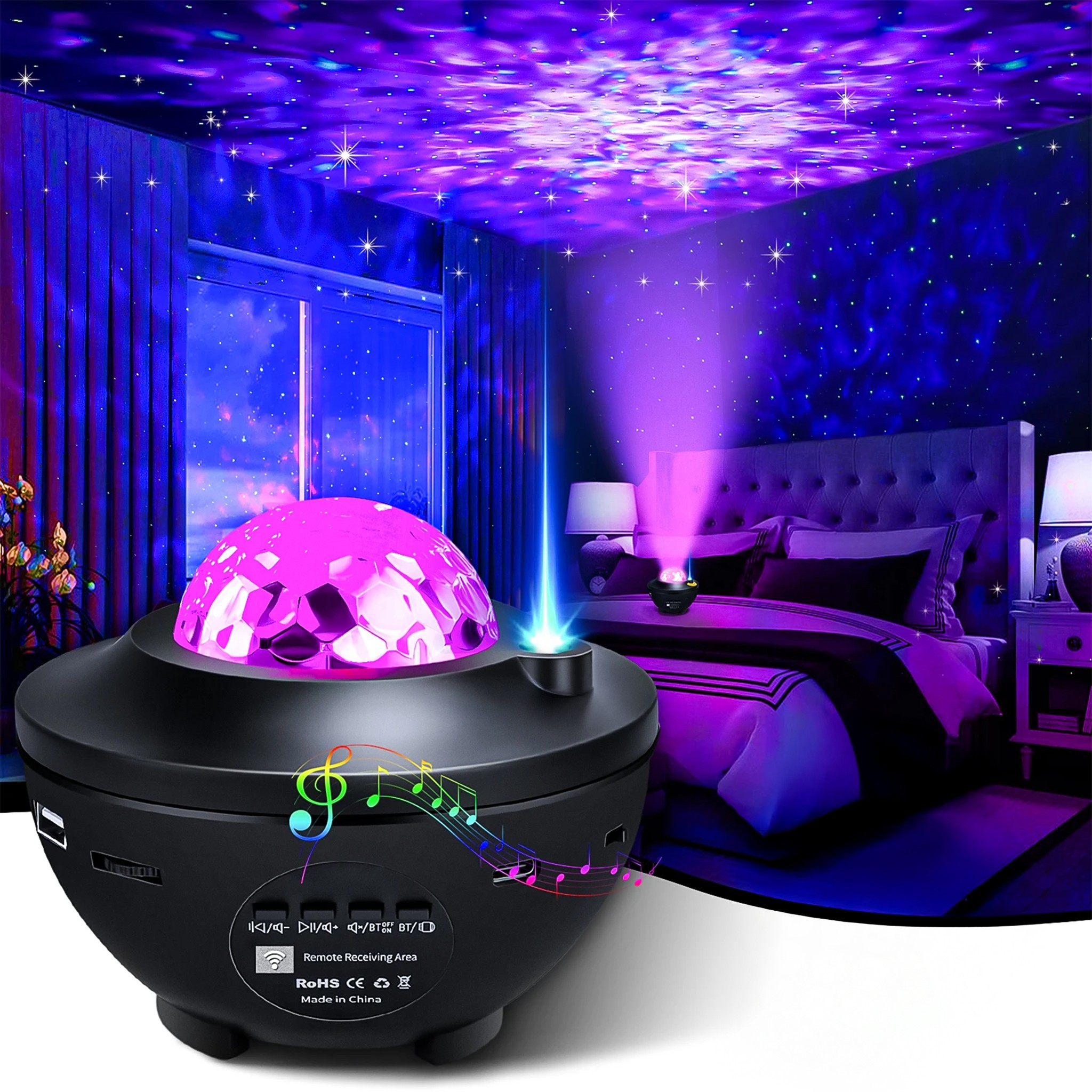 Xtech žvaigždžių projektor su LED lampute ir Bluetooth