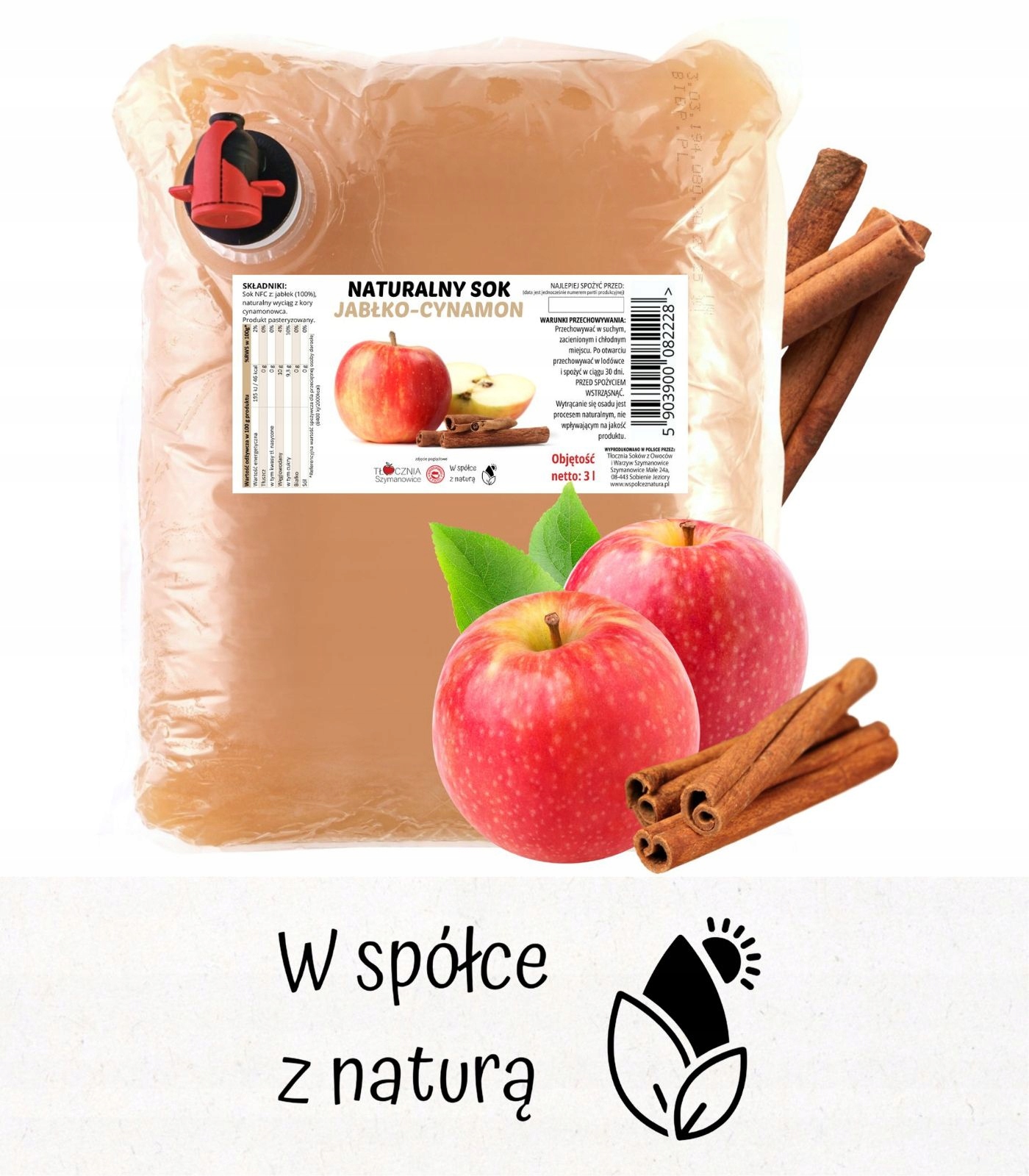 Natūralus obuolių ir cinamono sultys vaikams 3 l