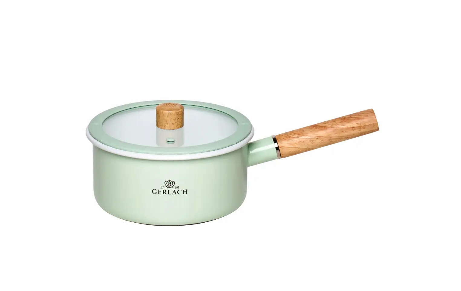 GERLACH NATUR ENAMEL GREEN emaliuotas puodas 2 l su dangteliu 18 cm
