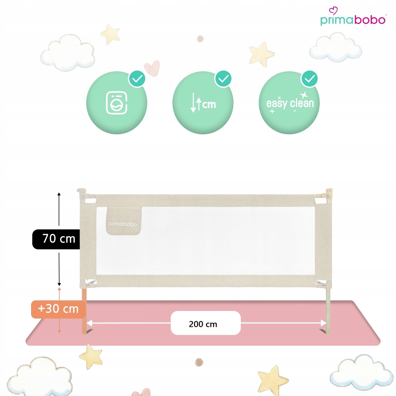 Primabobo Classic barjerina lovatėlei 200cm bež