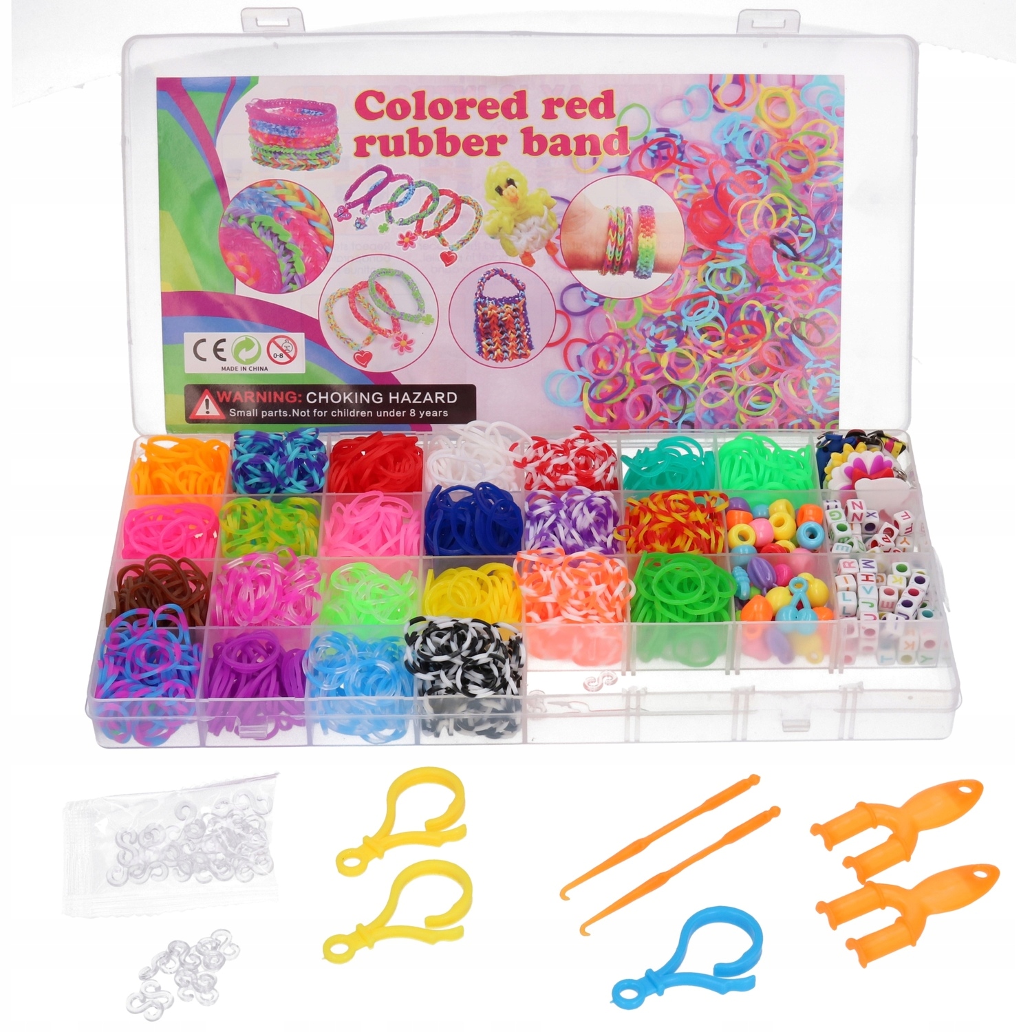RAINBOW LOOM BANDS, stebuklingos guminės juostos karoliukų pynimui MEGA SET 5057