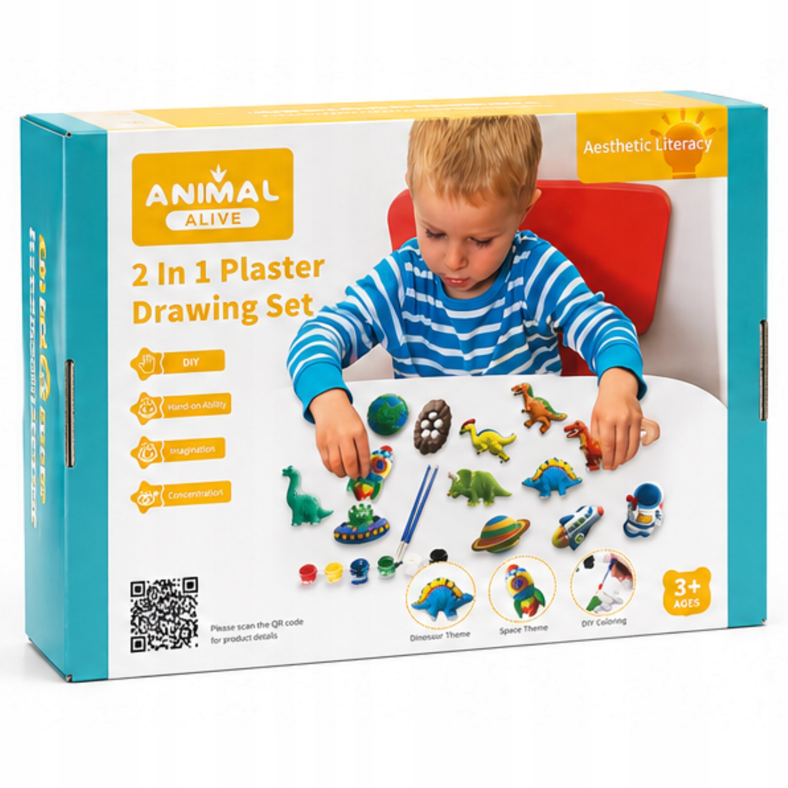 Rinkinys vaikiškoms 3D dinozaurų figūroms dažyti